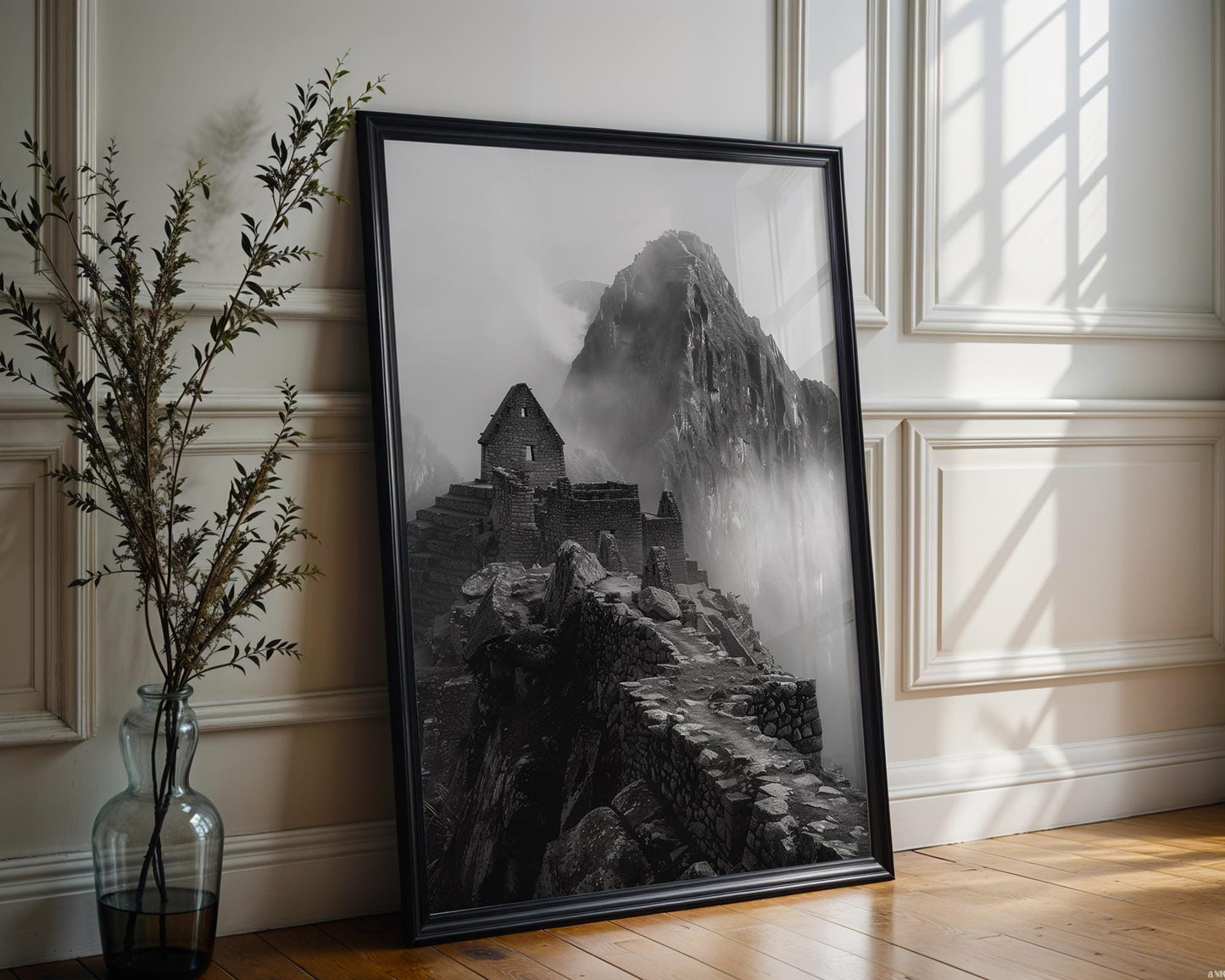 World Landmark | Machu Picchu Print | Black and White Mountain Photography wall art print, minimalist black and white poster, modern Scandinavian wall decor, Monohaus