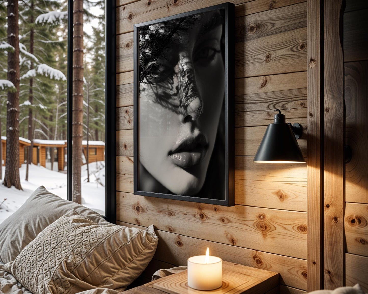 Minimal Wall Art Veiled Light | Black and White Portrait Photography Print wall art print, minimalist black and white poster, modern Scandinavian wall decor, Monohaus