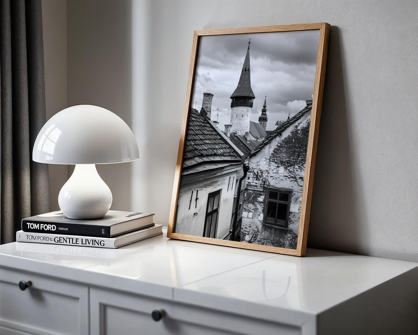 World Landmark | Tallinn Medieval Towers Print | Estonia Old Town Black and White Photography