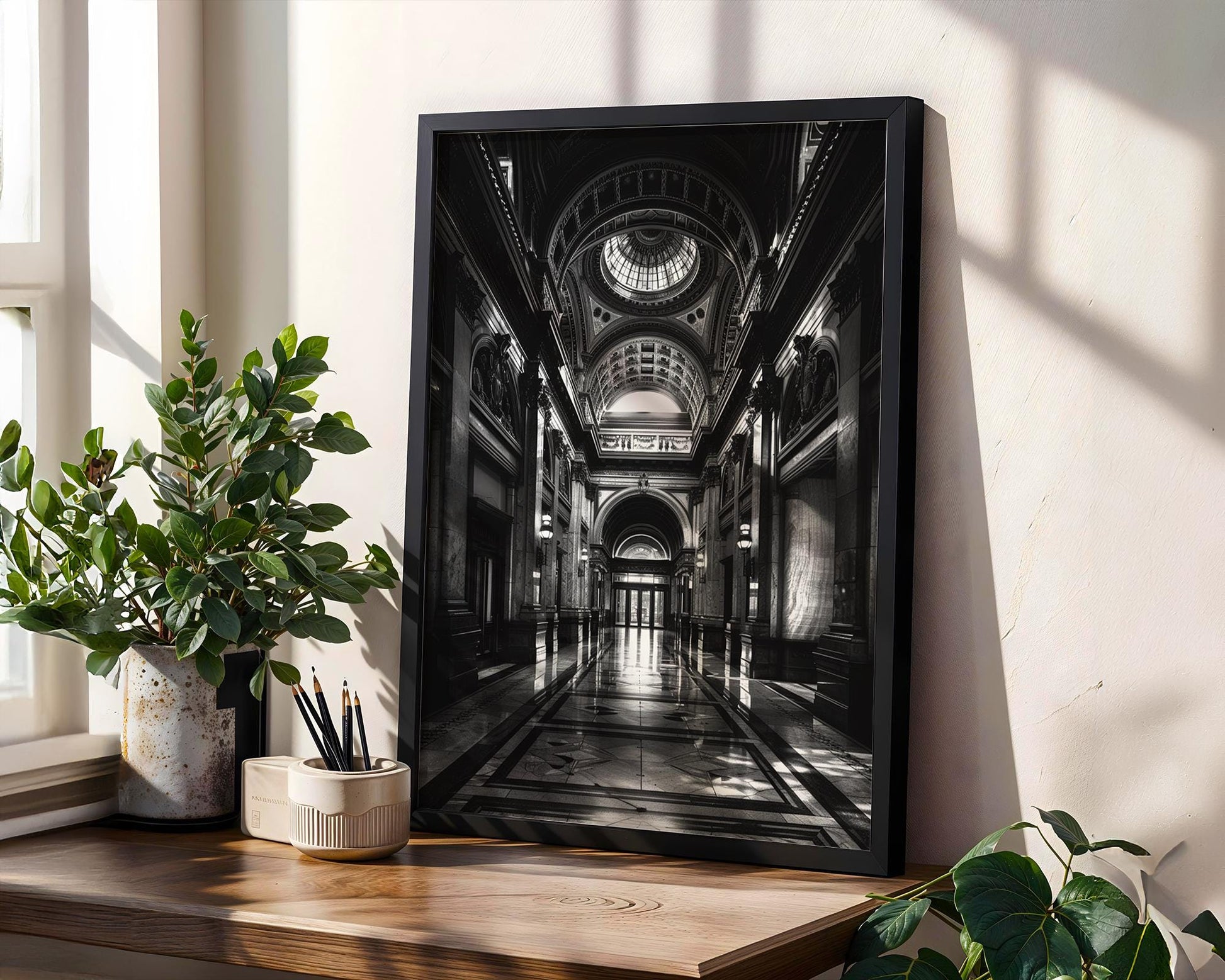 World Landmark | Vienna Museum Hall Photography Print | Grand Architecture Art wall art print, black and white architectural poster, minimalist modern Scandinavian wall decor, Monohaus