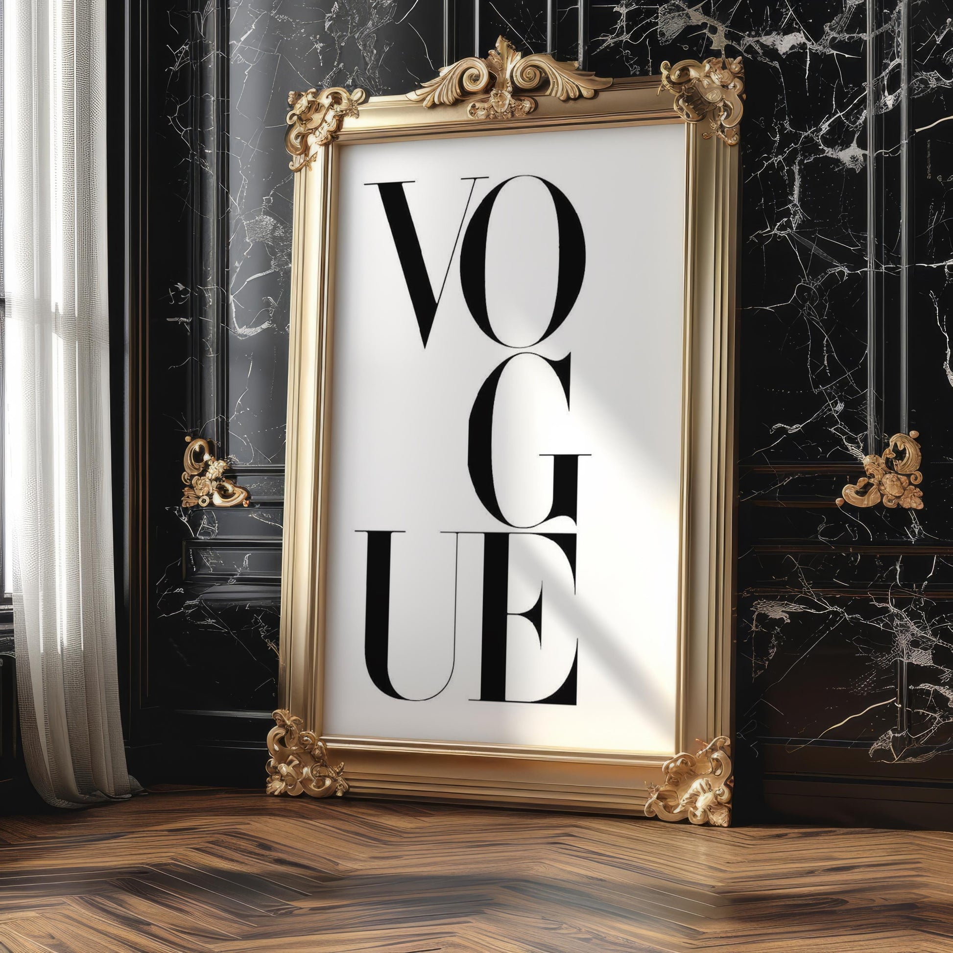 Designer Wall Art | Vogue Typography Print | Black And White Fashion Poster typography wall art print, minimalist black and white type poster, modern graphic design decor, Monohaus