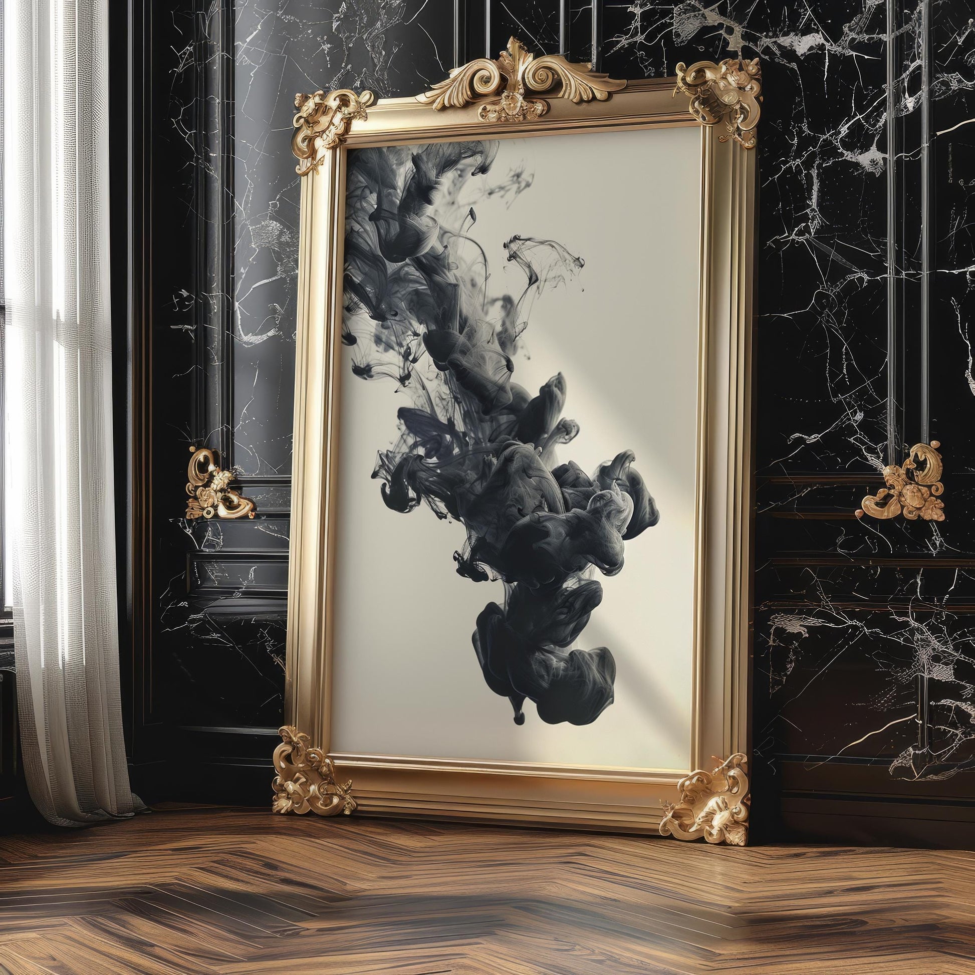 Minimal Wall Art Monochrome Ink Cloud Art Print | Modern Minimalist Photography wall art print, minimalist black and white poster, modern Scandinavian wall decor, Monohaus