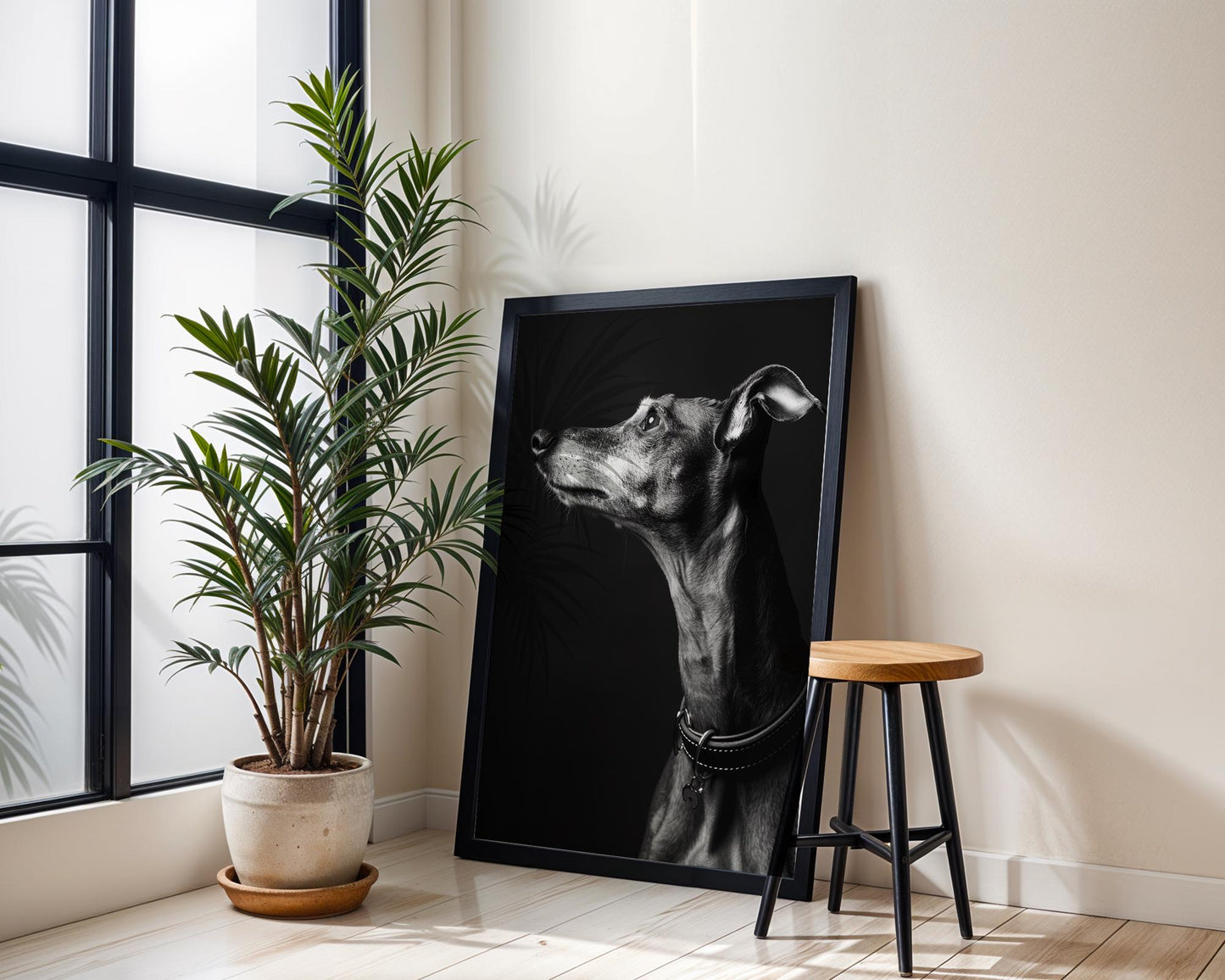 Dog Photography Greyhound Print Black and White | Minimalist Whippet Fine Art wall art print, minimalist black and white poster, modern Scandinavian wall decor, Monohaus