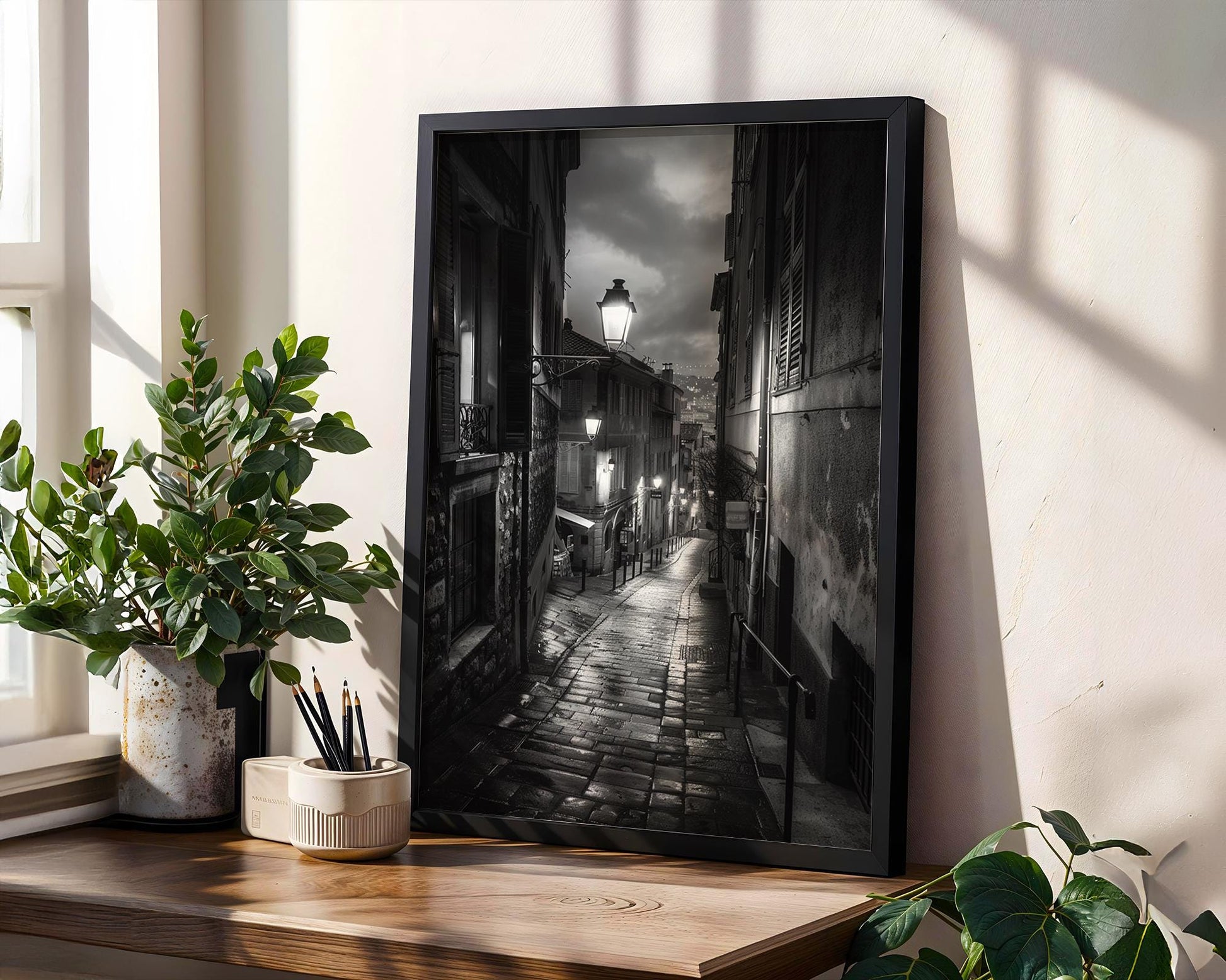 World Landmark | Nice France Print, Black & White Photography, European Street Art black and white photo print, minimalist monochrome wall art poster for modern interiors, Monohaus