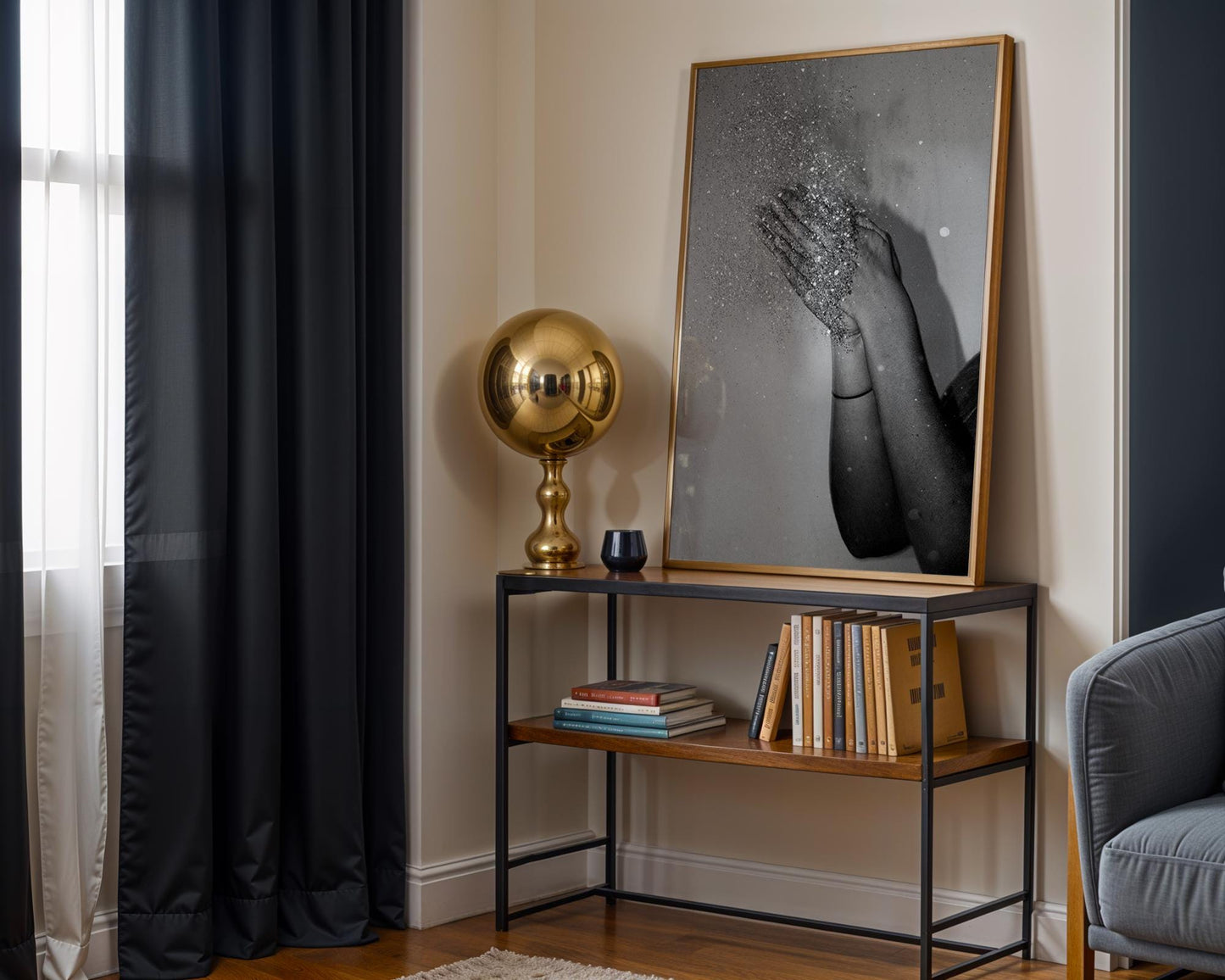 Designer Wall Art | Glitter Hands Photography Print | Minimalist Black and White Home Decor wall art print, minimalist black and white poster, modern Scandinavian wall decor, Monohaus