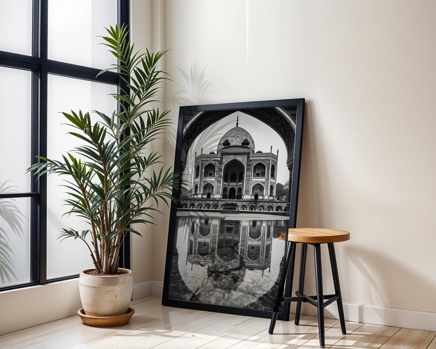 World Landmark | Humayun's Tomb Black and White Architecture Print | Indian Monument Wall Art wall art print, black and white architectural poster, minimalist modern Scandinavian wall decor, Monohaus