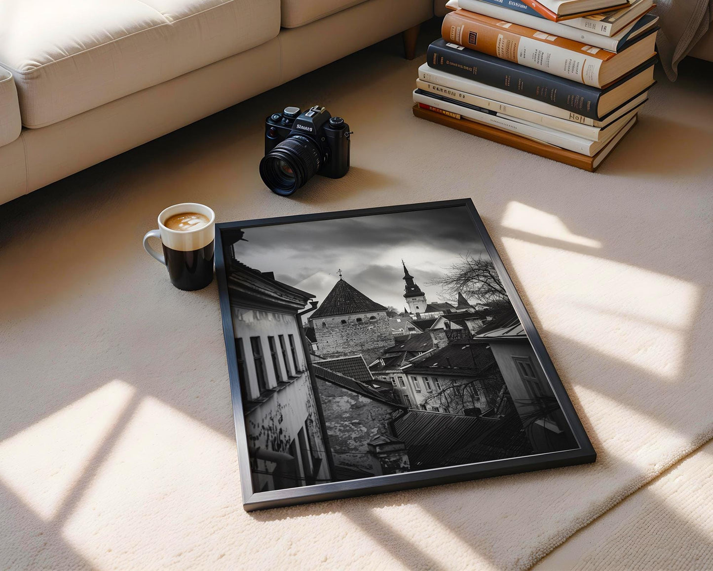 World Landmark | Tallinn Old Town Photography Print | Black and White Estonia Architecture