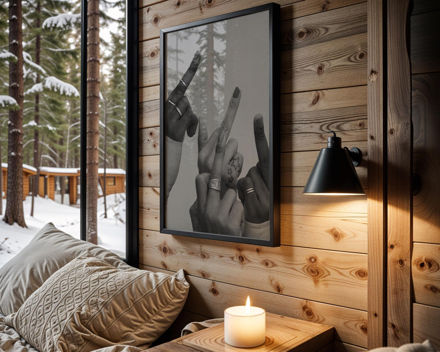 Designer Wall Art | Rock & Roll Hands Print | Edgy Black and White Photography wall art print, minimalist black and white poster, modern Scandinavian wall decor, Monohaus