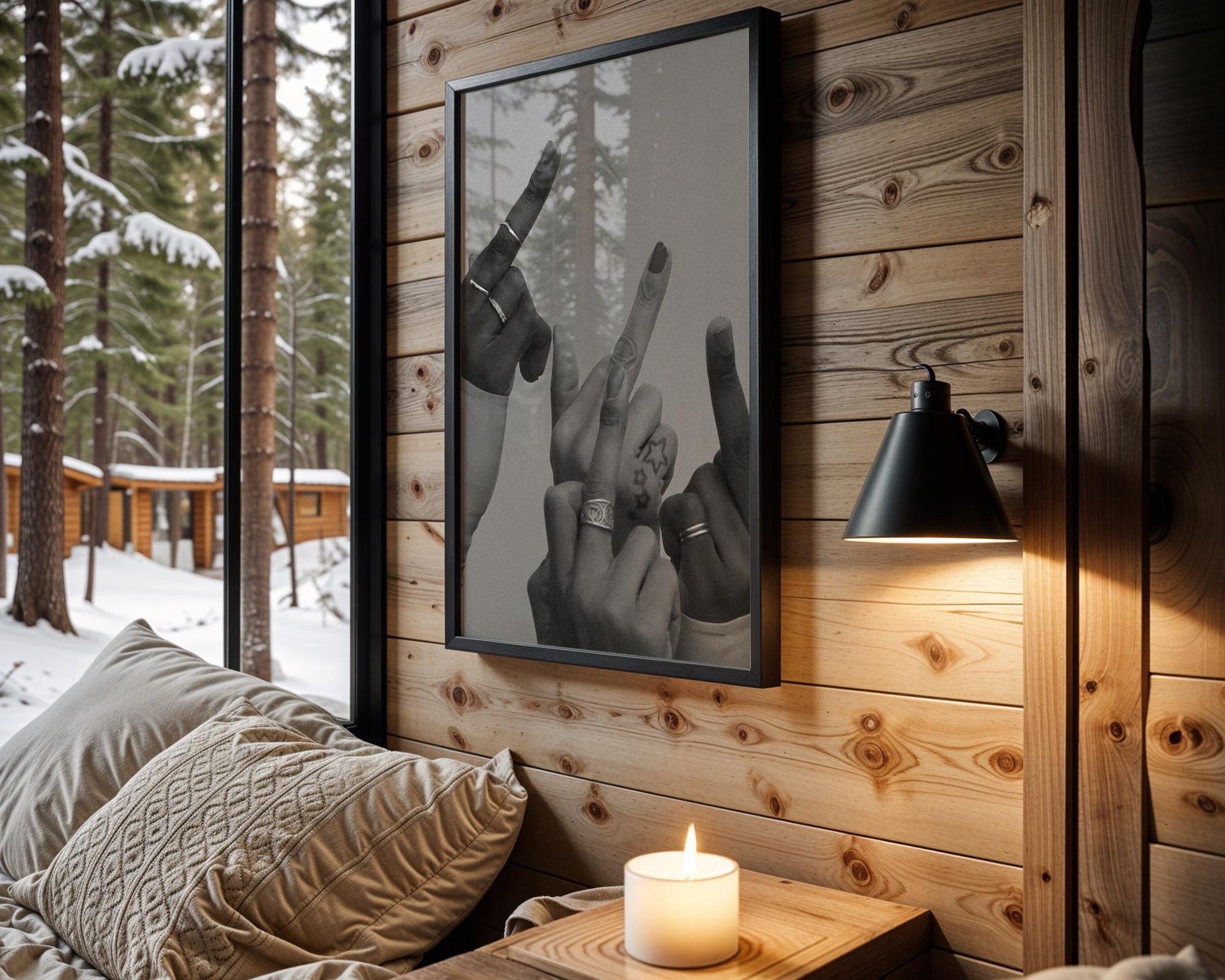 Designer Wall Art | Rock & Roll Hands Print | Edgy Black and White Photography wall art print, minimalist black and white poster, modern Scandinavian wall decor, Monohaus