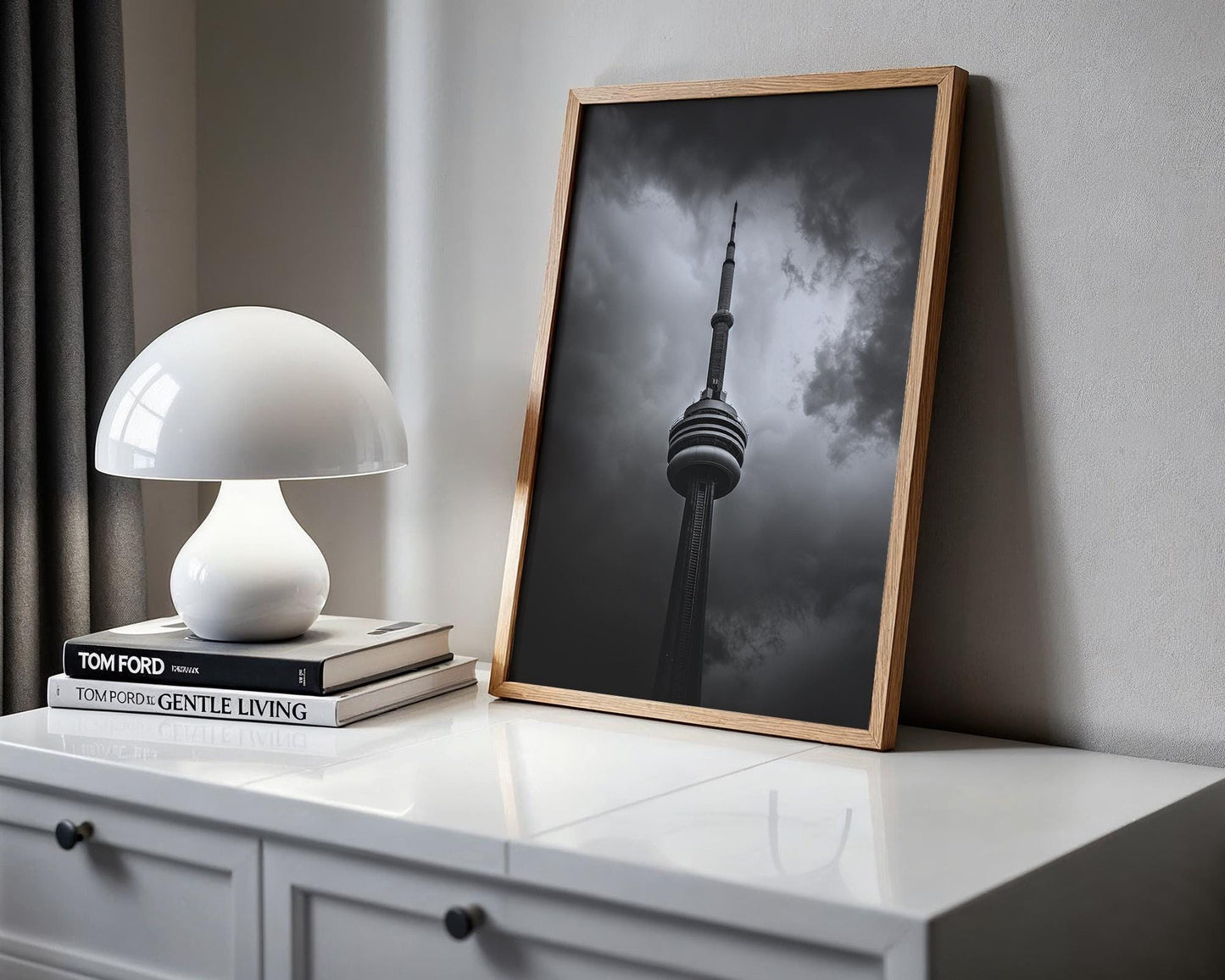 World Landmark | CN Tower Print | Toronto Skyline Photography, Minimalist Urban Decor wall art print, black and white architectural poster, minimalist modern Scandinavian wall decor, Monohaus
