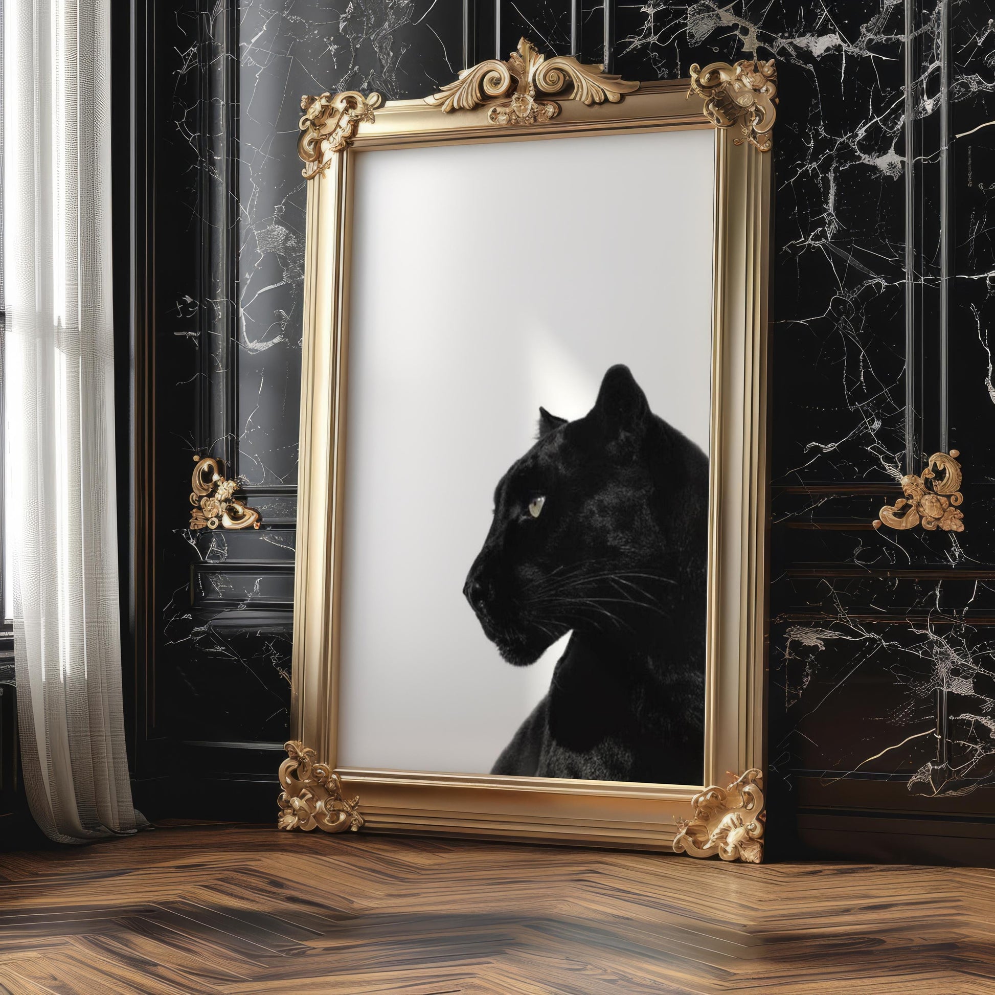 Designer Wall Art | Black Panther Print | Minimalist Animal Art, Monochrome Poster wall art print, minimalist black and white poster, modern Scandinavian wall decor, Monohaus