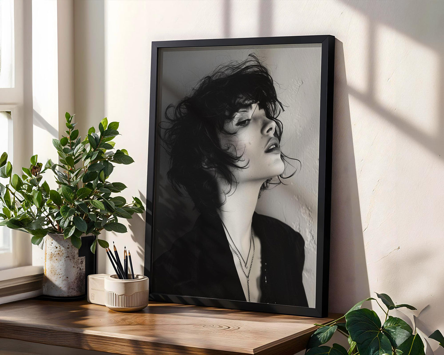 Minimal Wall Art Noir Portrait Print | Moody Black and White Female Photography wall art print, minimalist black and white poster, modern Scandinavian wall decor, Monohaus