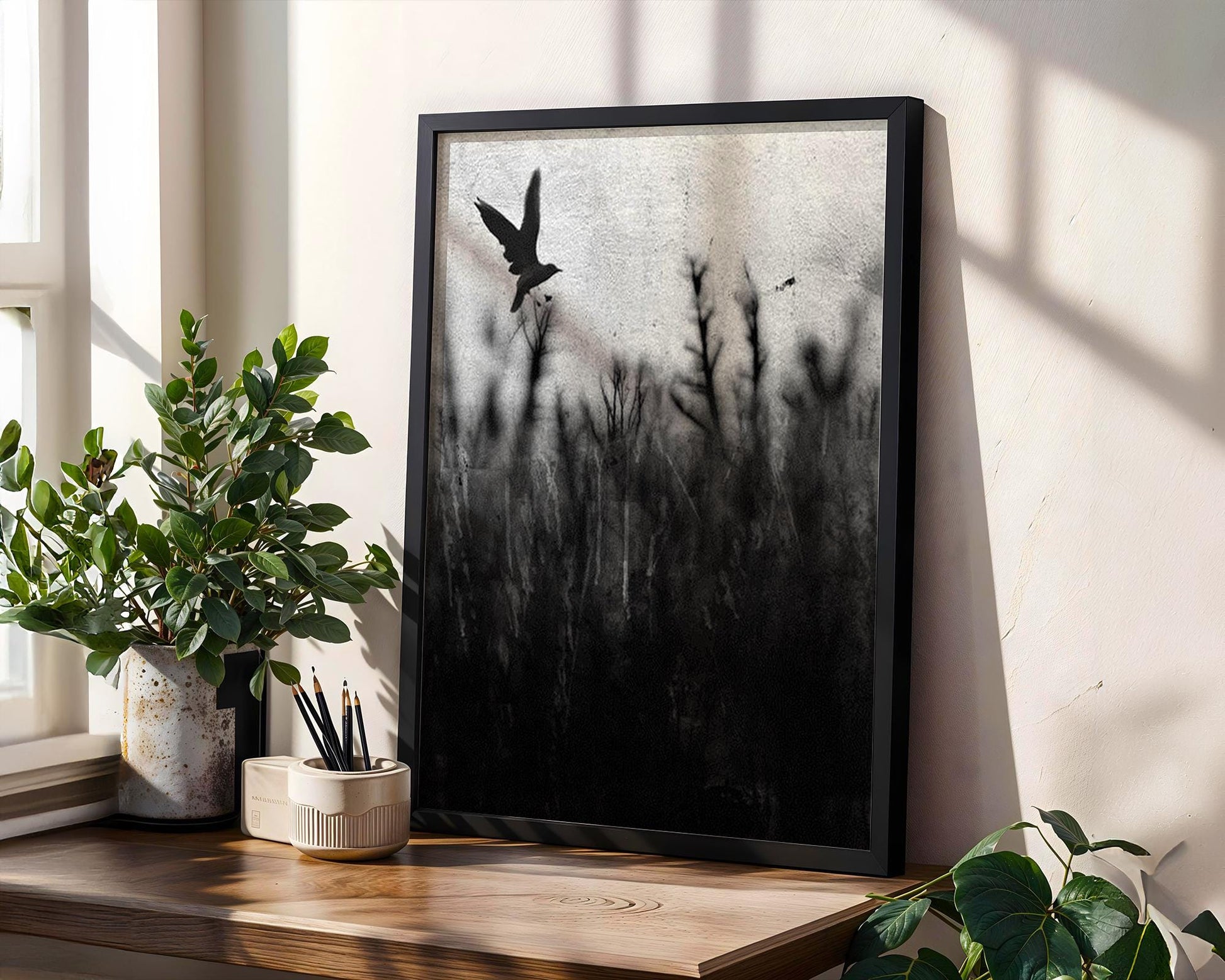 Black and White Bird Photography Print | Modern Minimalist Wall Art wall art print, minimalist black and white poster, modern Scandinavian wall decor, Monohaus