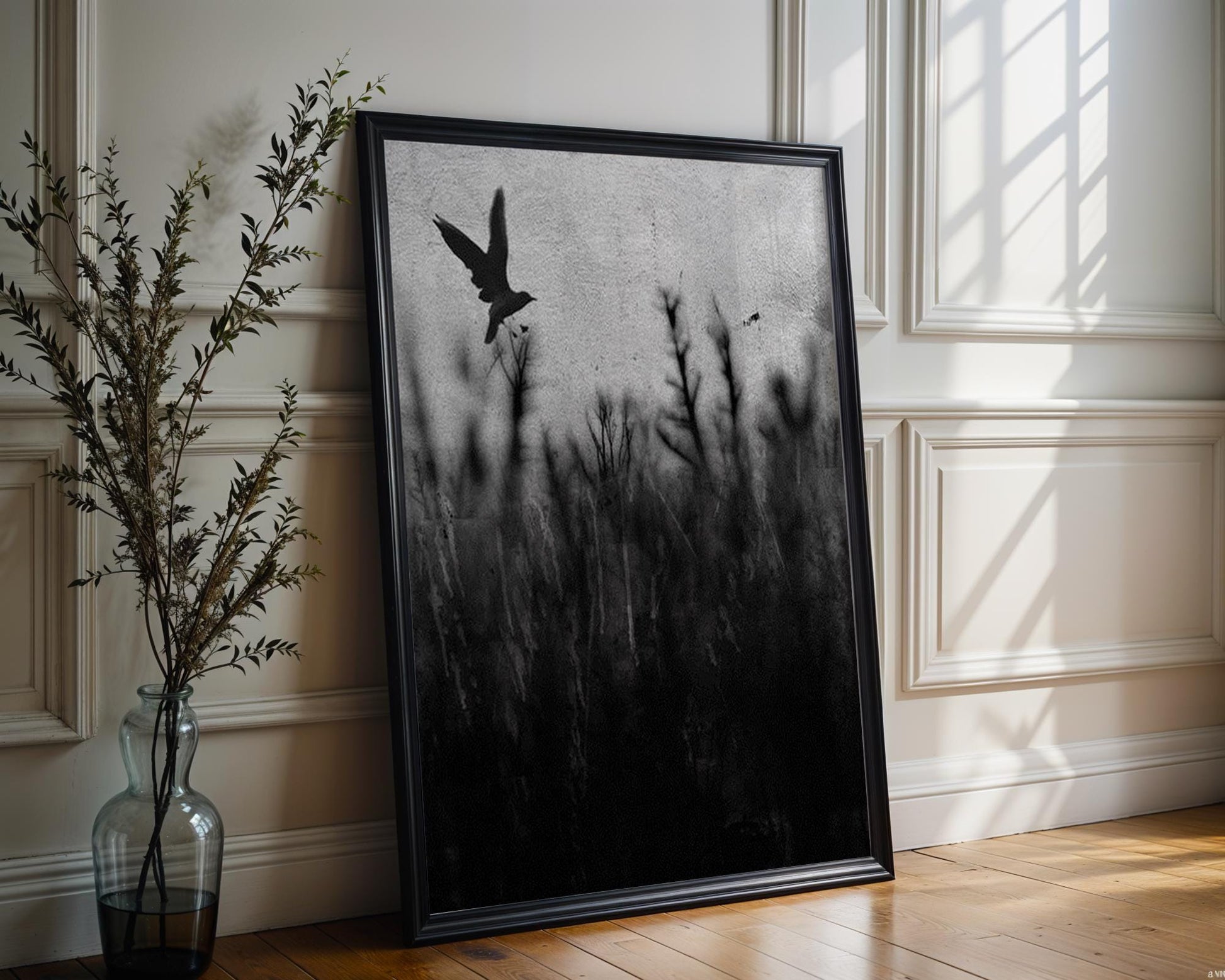 Black and White Bird Photography Print | Modern Minimalist Wall Art wall art print, minimalist black and white poster, modern Scandinavian wall decor, Monohaus