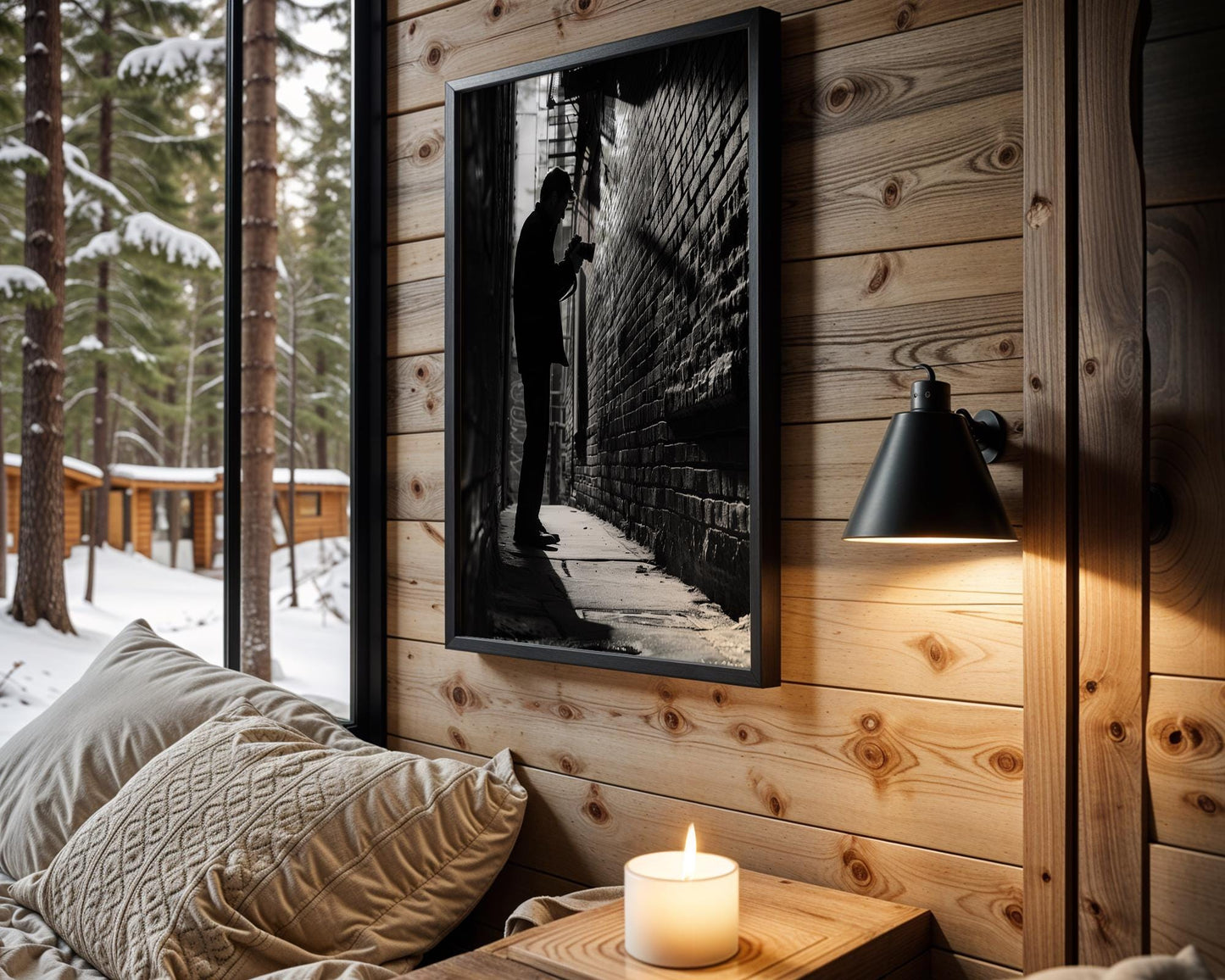 Urban Photography | Photographer Silhouette Minimal Black & White Street Scene black and white photo print, minimalist monochrome wall art poster for modern interiors, Monohaus