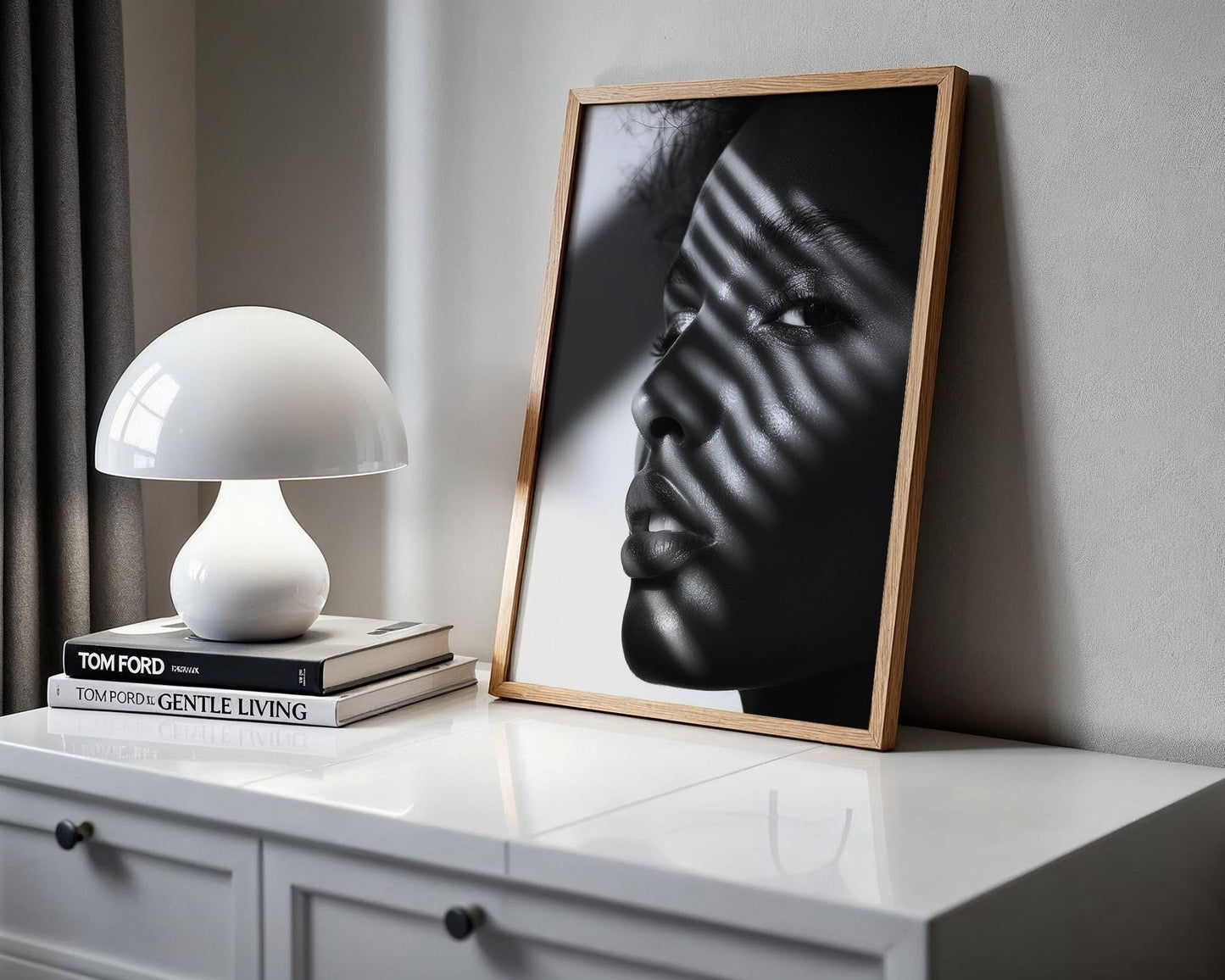 Minimal Wall Art | Black and White Minimalist Photography | Woman in Light & Shadow wall art print, minimalist black and white poster, modern Scandinavian wall decor, Monohaus