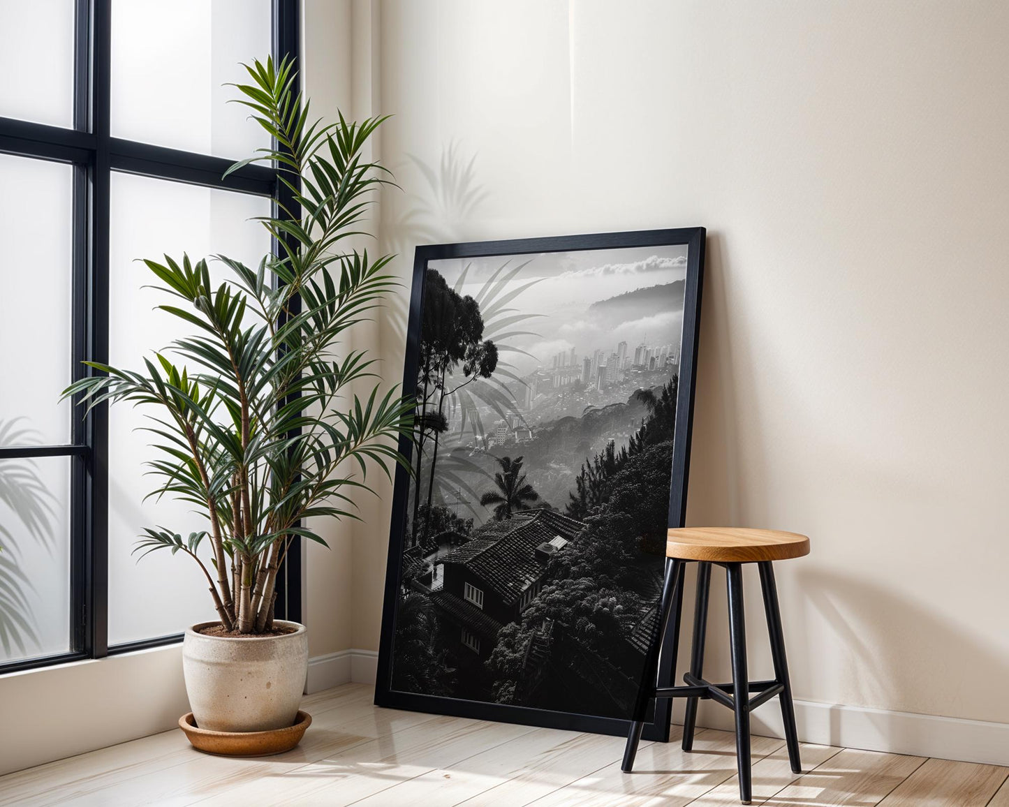 World Landmark | San Francisco Skyline Print | Foggy Black and White Urban Photography black and white photo print, minimalist monochrome wall art poster for modern interiors, Monohaus