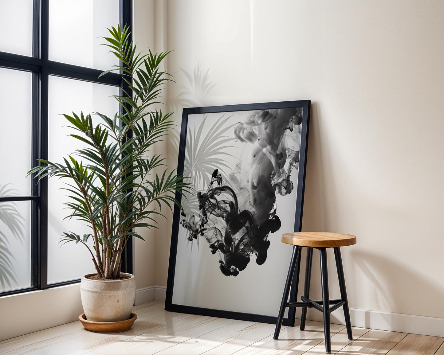 Minimal Wall Art | Black and White Ink Print | Minimalist Smoke Photography wall art print, minimalist black and white poster, modern Scandinavian wall decor, Monohaus