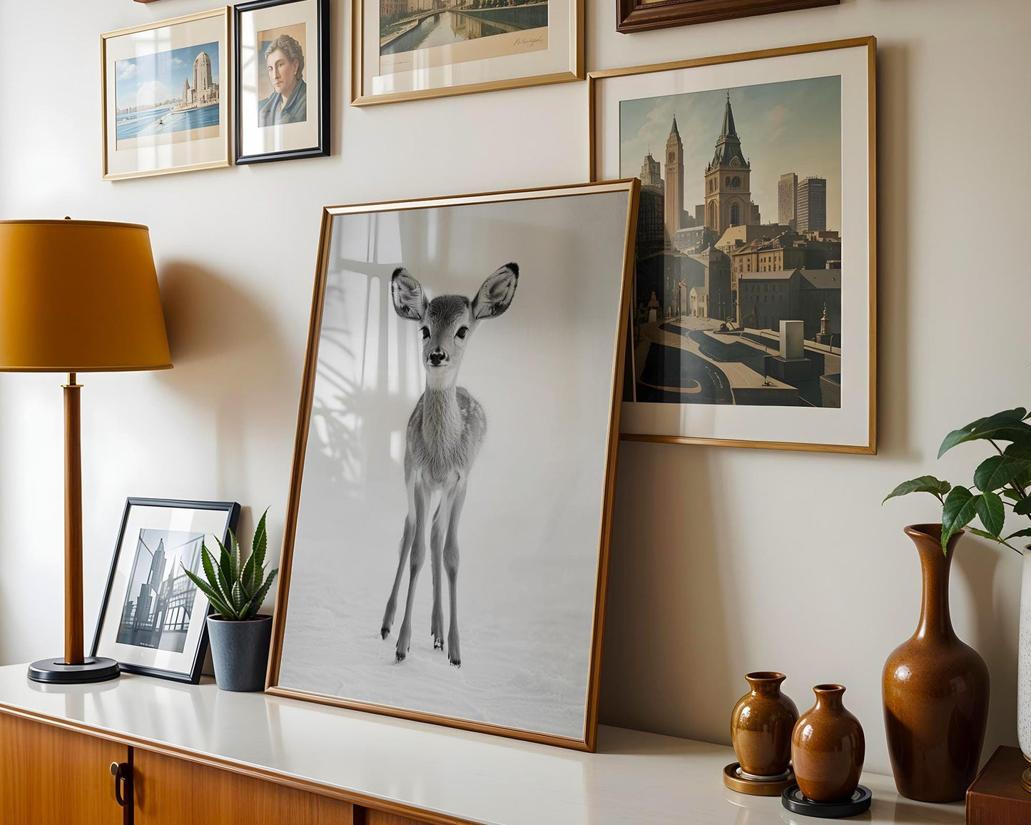 Wildlife Poster | Baby Deer Print | Minimalist Black & White Photography wall art print, minimalist black and white poster, modern Scandinavian wall decor, Monohaus