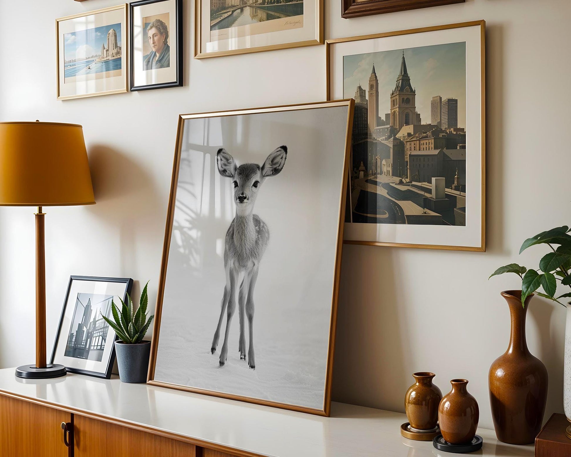 Wildlife Poster | Baby Deer Print | Minimalist Black & White Photography wall art print, minimalist black and white poster, modern Scandinavian wall decor, Monohaus