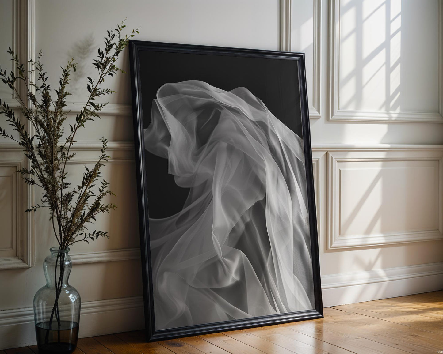 Abstract White Fabric Waves Print | Minimalist Scandi Wall Art abstract wall art print, geometric minimalist poster, modern Scandinavian decor, Monohaus