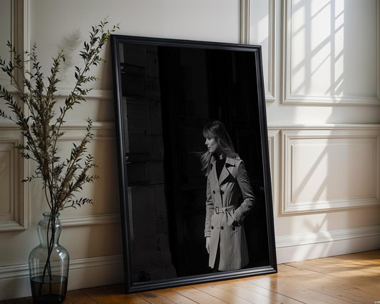 Veiled Woman Art Print | Moody Dark Photography, Bedroom Wall Decor wall art print, minimalist black and white poster, modern Scandinavian wall decor, Monohaus