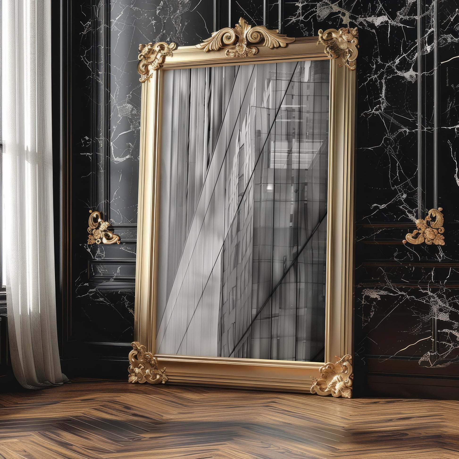 Minimal Wall Art Glass Geometry | Black and White Architecture Photography wall art print, black and white architectural poster, minimalist modern Scandinavian wall decor, Monohaus