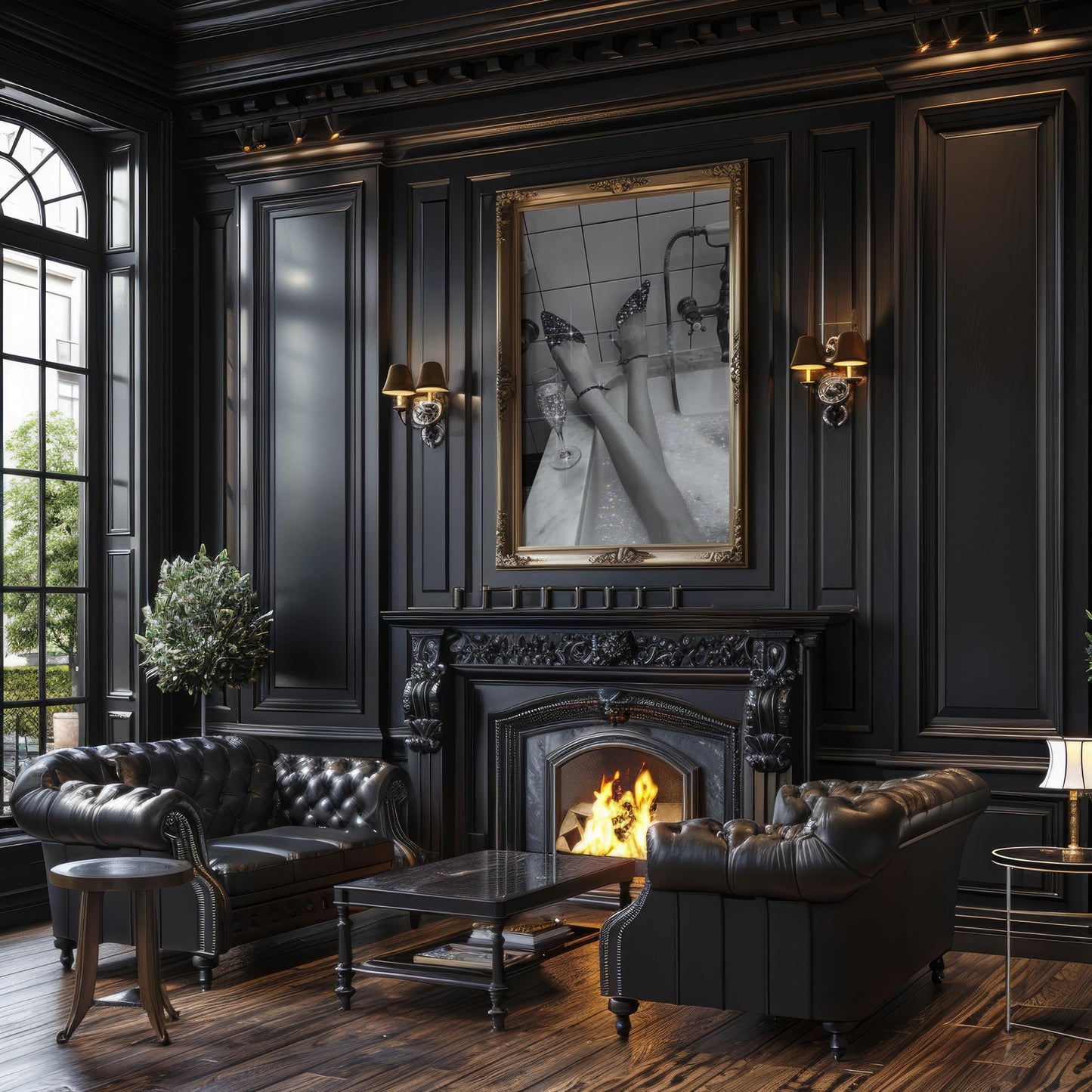 Designer Wall Art | Sparkle Heels Bath Print | Glam Monochrome Photography wall art print, minimalist black and white poster, modern Scandinavian wall decor, Monohaus