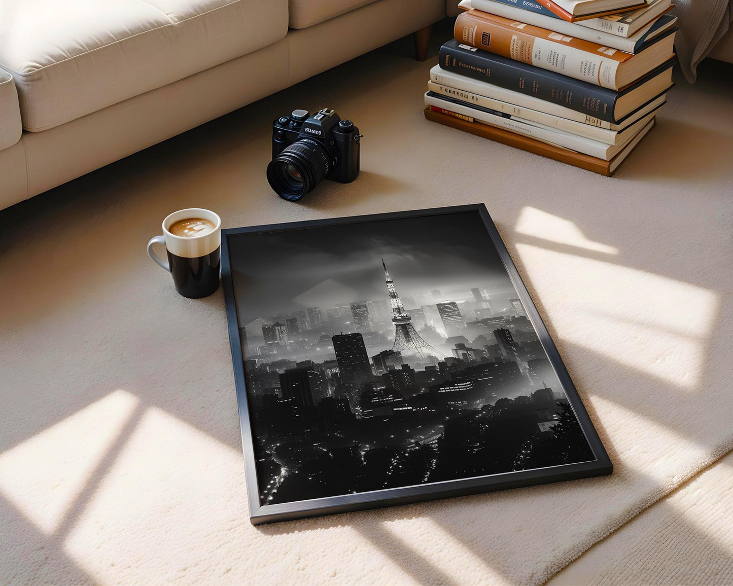 World Landmark | Tokyo Tower Black and White Photography Print | Japan Cityscape Wall Art wall art print, black and white architectural poster, minimalist modern Scandinavian wall decor, Monohaus