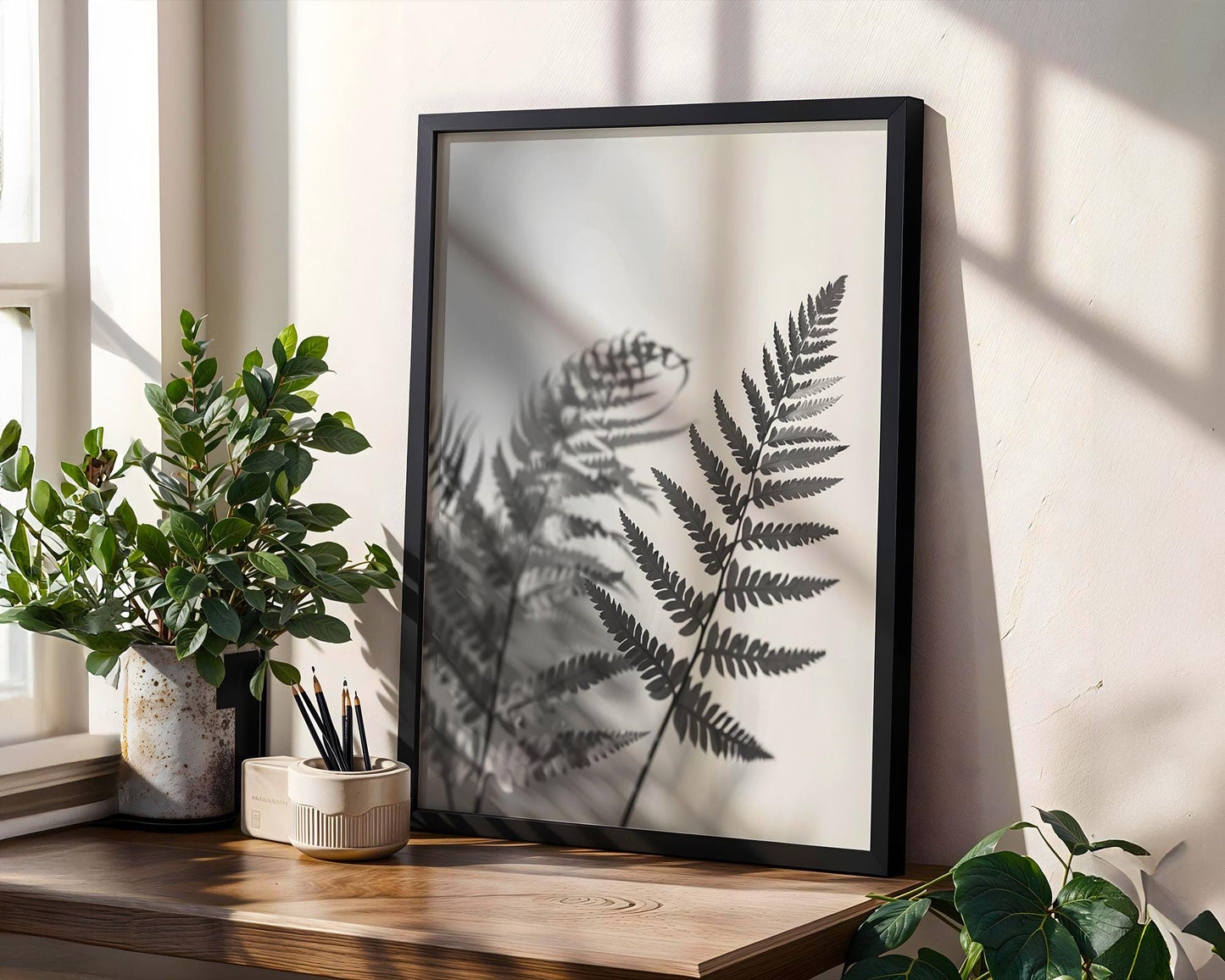 Botanical Photo | Fern Leaf Art Print | Minimalist Black and White Photography wall art print, minimalist black and white poster, modern Scandinavian wall decor, Monohaus
