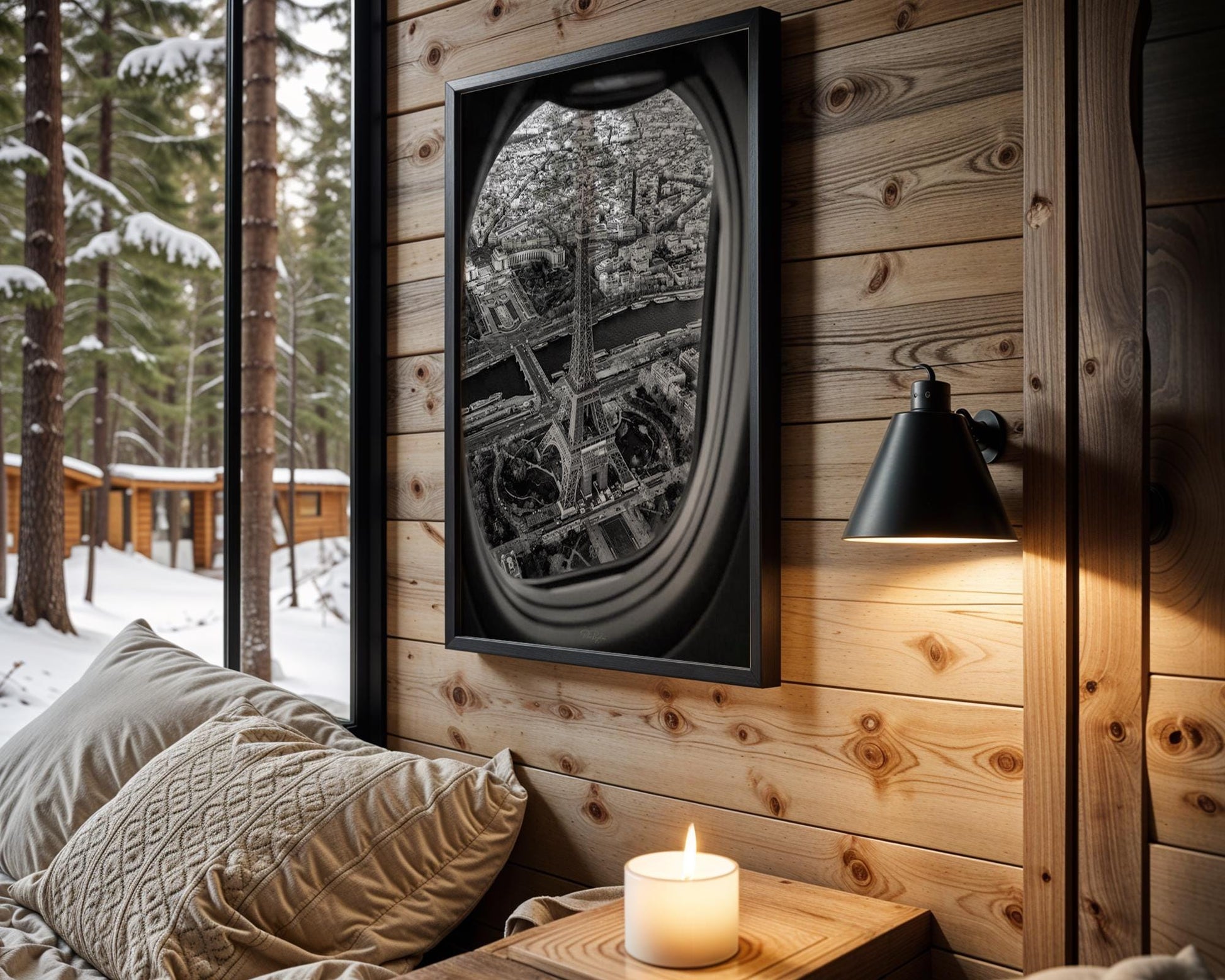 World Landmark | Eiffel Tower Print | Black and White Paris Aerial View wall art print, black and white architectural poster, minimalist modern Scandinavian wall decor, Monohaus