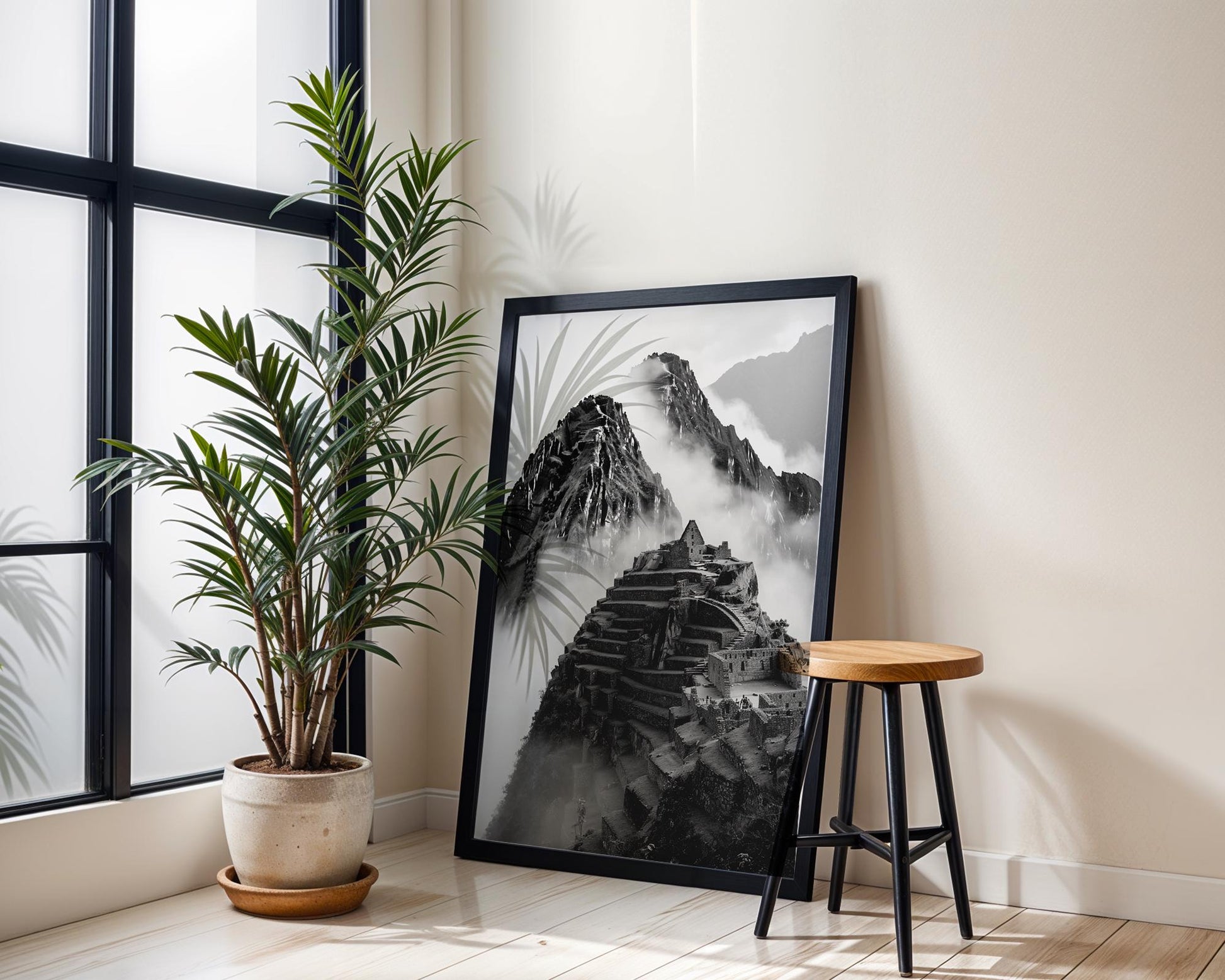 World Landmark | Machu Picchu Black and White Photography Print | Modern Travel Poster wall art print, minimalist black and white poster, modern Scandinavian wall decor, Monohaus