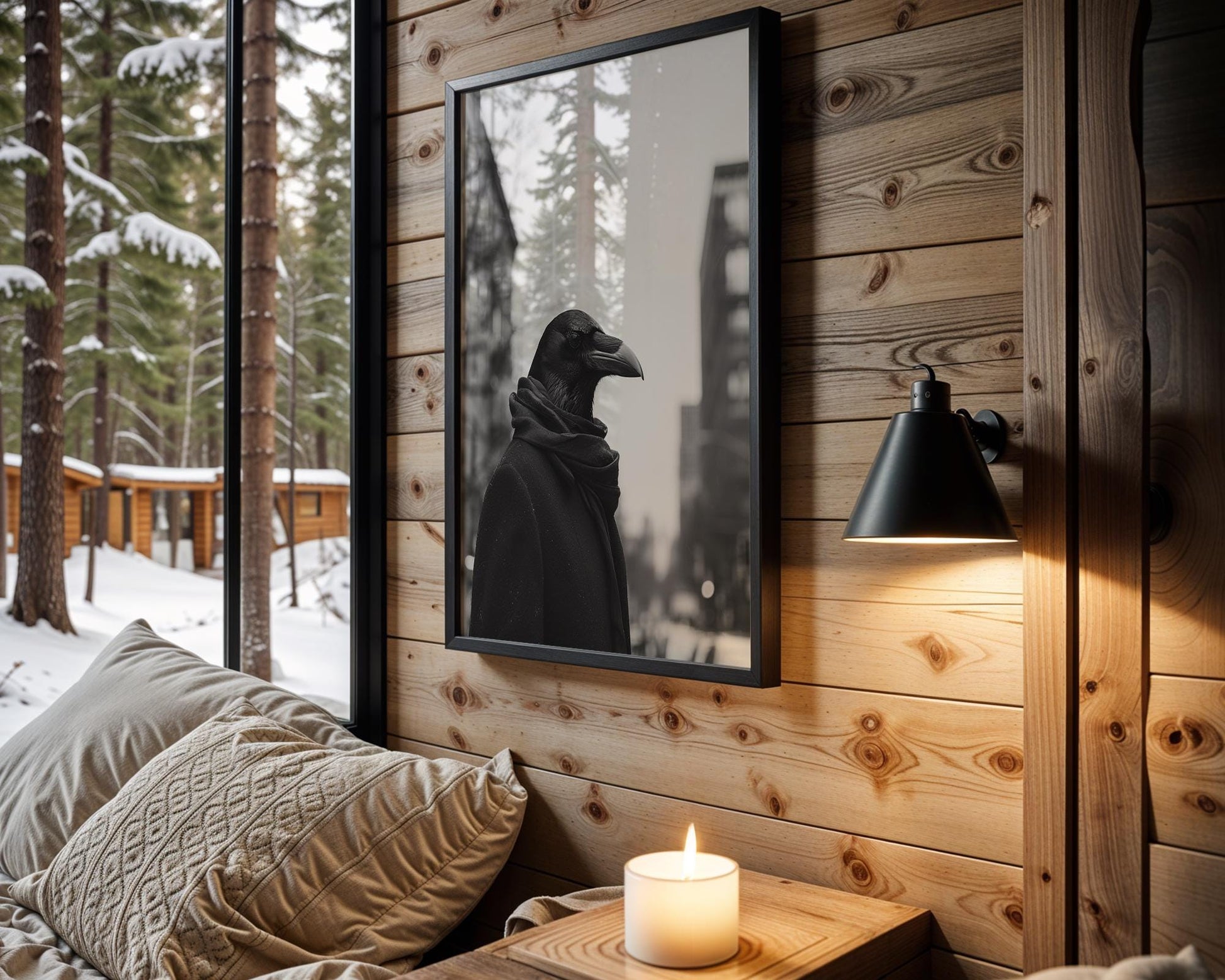 Minimal Wall Art Monohaus Urban Raven Portrait | Black and White Fine Art Print black and white photo print, minimalist monochrome wall art poster for modern interiors, Monohaus