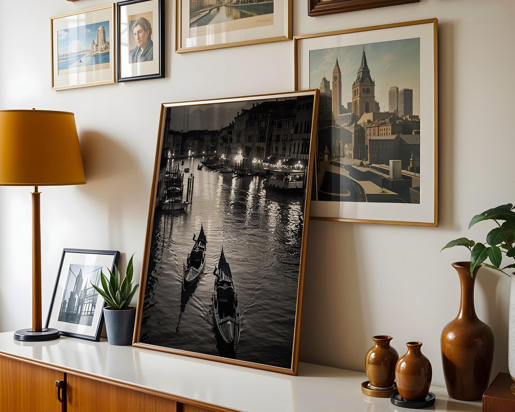 World Landmark | Venice Gondola Print | Grand Canal Black and White Photography wall art print, minimalist black and white poster, modern Scandinavian wall decor, Monohaus