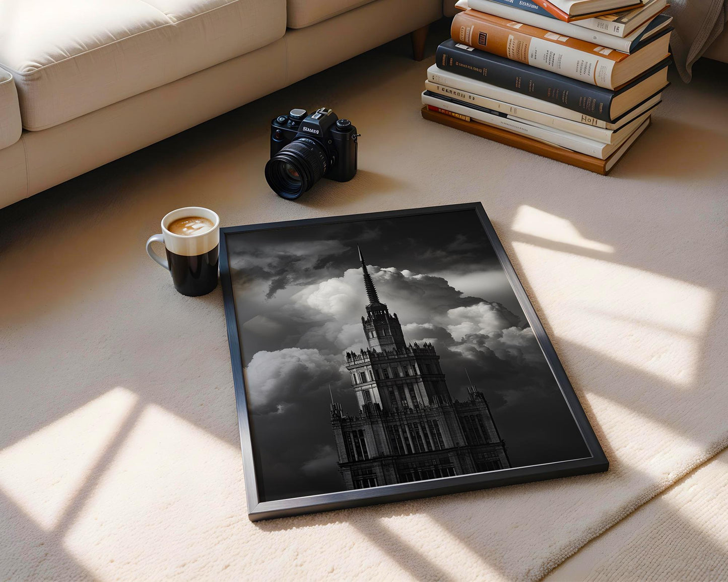 World Landmark | Warsaw Palace of Culture Print | Dramatic Black and White Architecture Photography