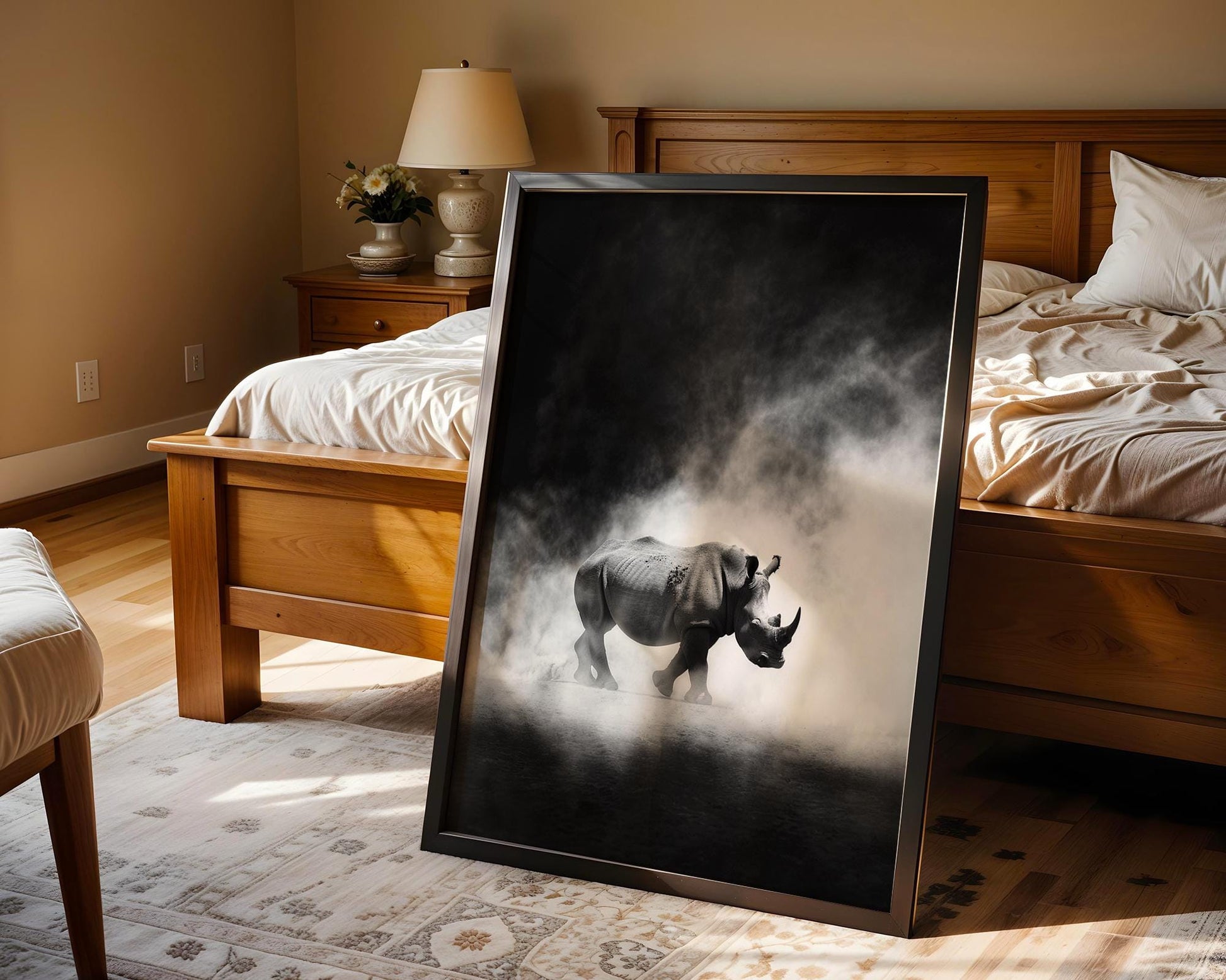 Wildlife Poster | Rhino Print | Minimalist Black & White Safari Photography wall art print, minimalist black and white poster, modern Scandinavian wall decor, Monohaus