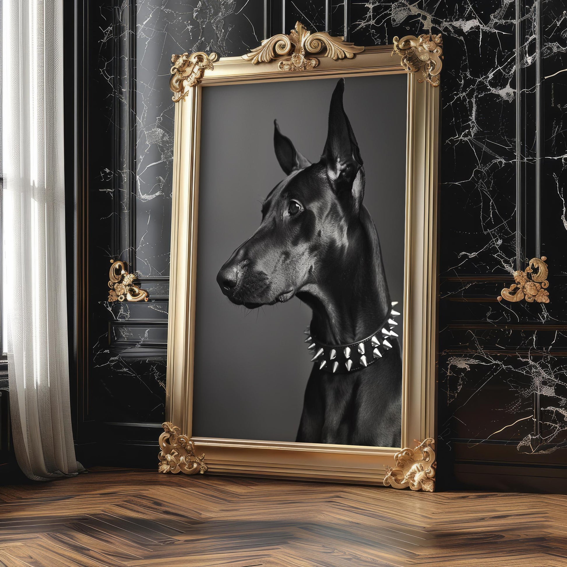 Dog Photography Doberman Print | Pet Portrait | Modern Home Decor wall art print, minimalist black and white poster, modern Scandinavian wall decor, Monohaus