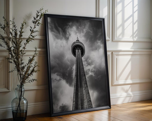 World Landmark | CN Tower Toronto Print | Black and White Photography, Modern Architecture wall art print, black and white architectural poster, minimalist modern Scandinavian wall decor, Monohaus