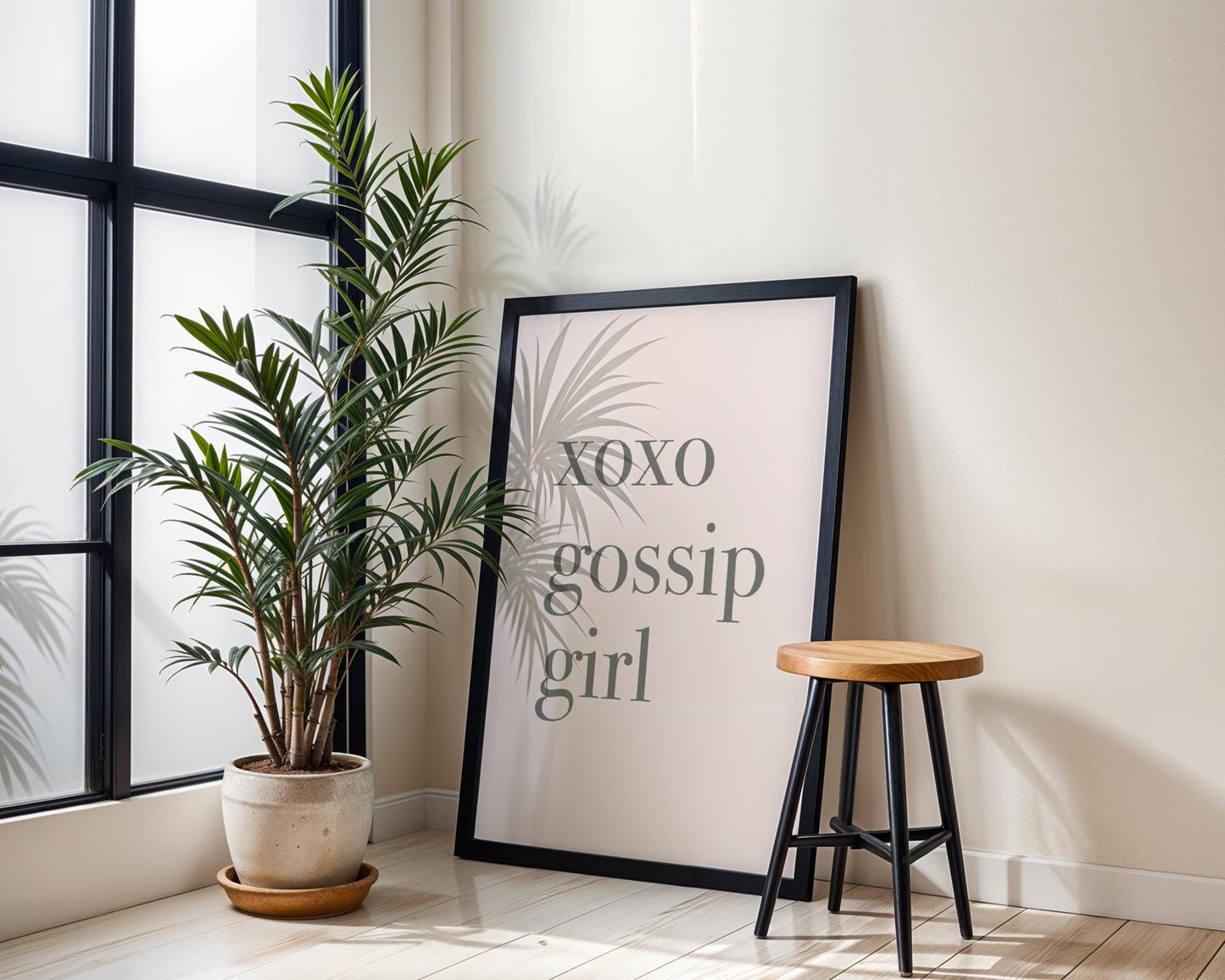 Designer Wall Art | XOXO Gossip Girl Quote Print | Minimalist Typography Poster typography wall art print, minimalist black and white type poster, modern graphic design decor, Monohaus