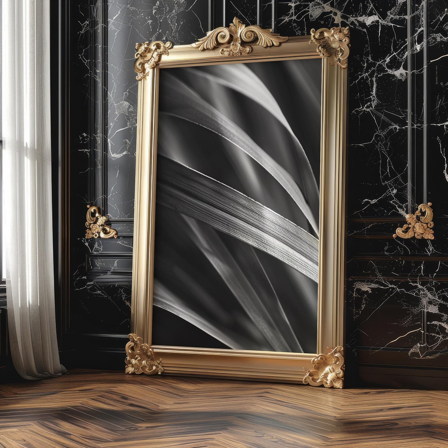 Botanical Photo | Abstract Leaf Macro Photography Print | Black & White Minimal abstract wall art print, geometric minimalist poster, modern Scandinavian decor, Monohaus