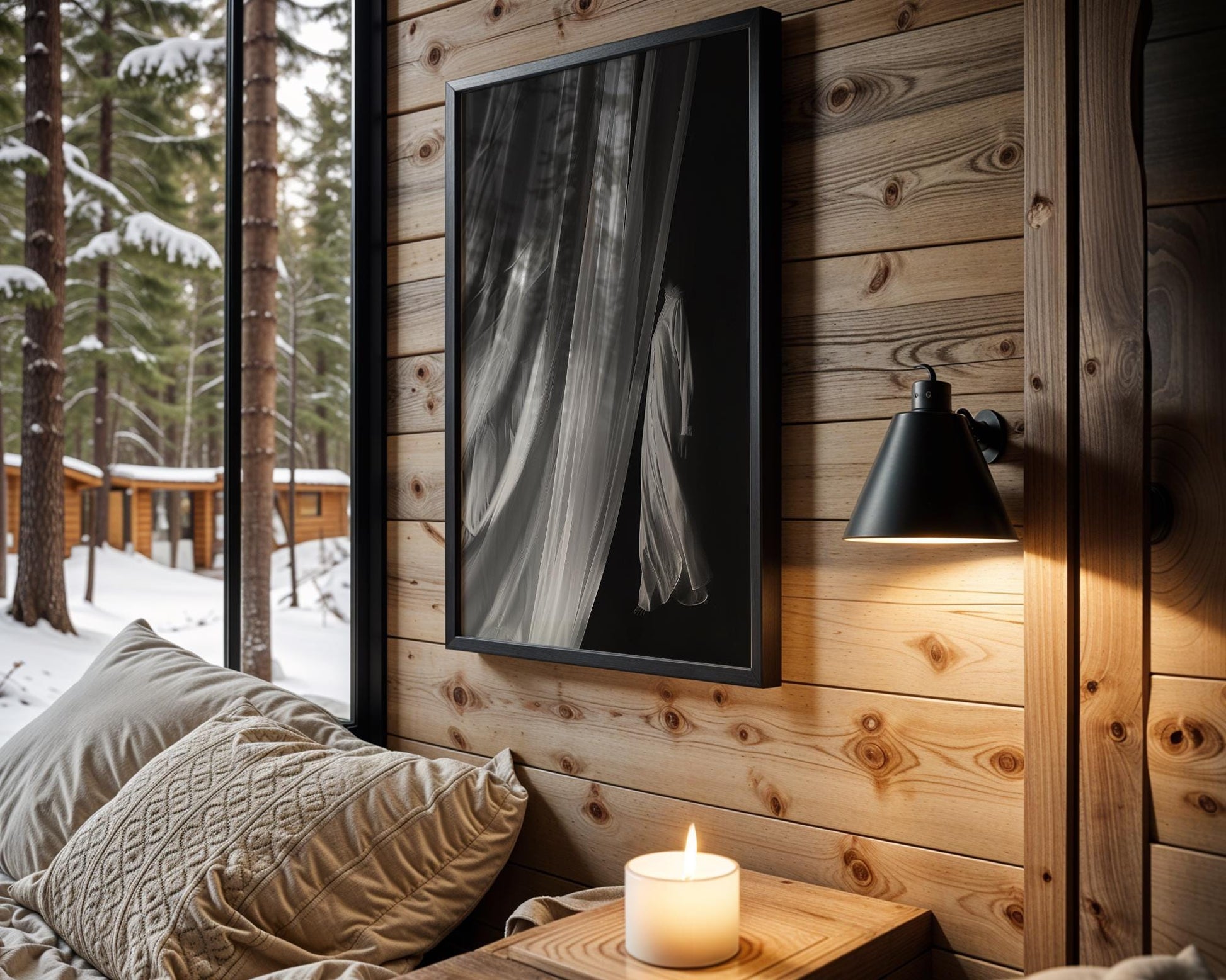 Minimal Wall Art Abstract Fabric Drape Print | Black & White Minimalist Photography abstract wall art print, geometric minimalist poster, modern Scandinavian decor, Monohaus