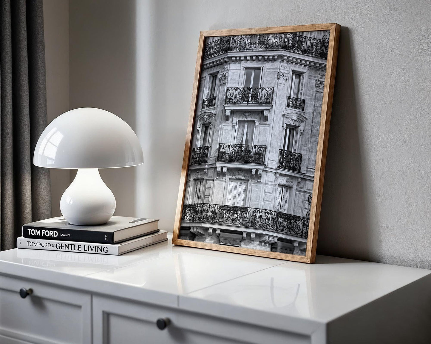 Designer Wall Art | Paris Balcony | Black and White Haussmann Architecture wall art print, black and white architectural poster, minimalist modern Scandinavian wall decor, Monohaus