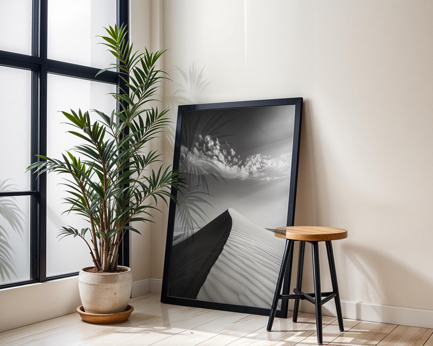 Botanical Photo | Black and White Sand Dune Photography Print | Minimalist Desert Landscape wall art print, minimalist black and white poster, modern Scandinavian wall decor, Monohaus