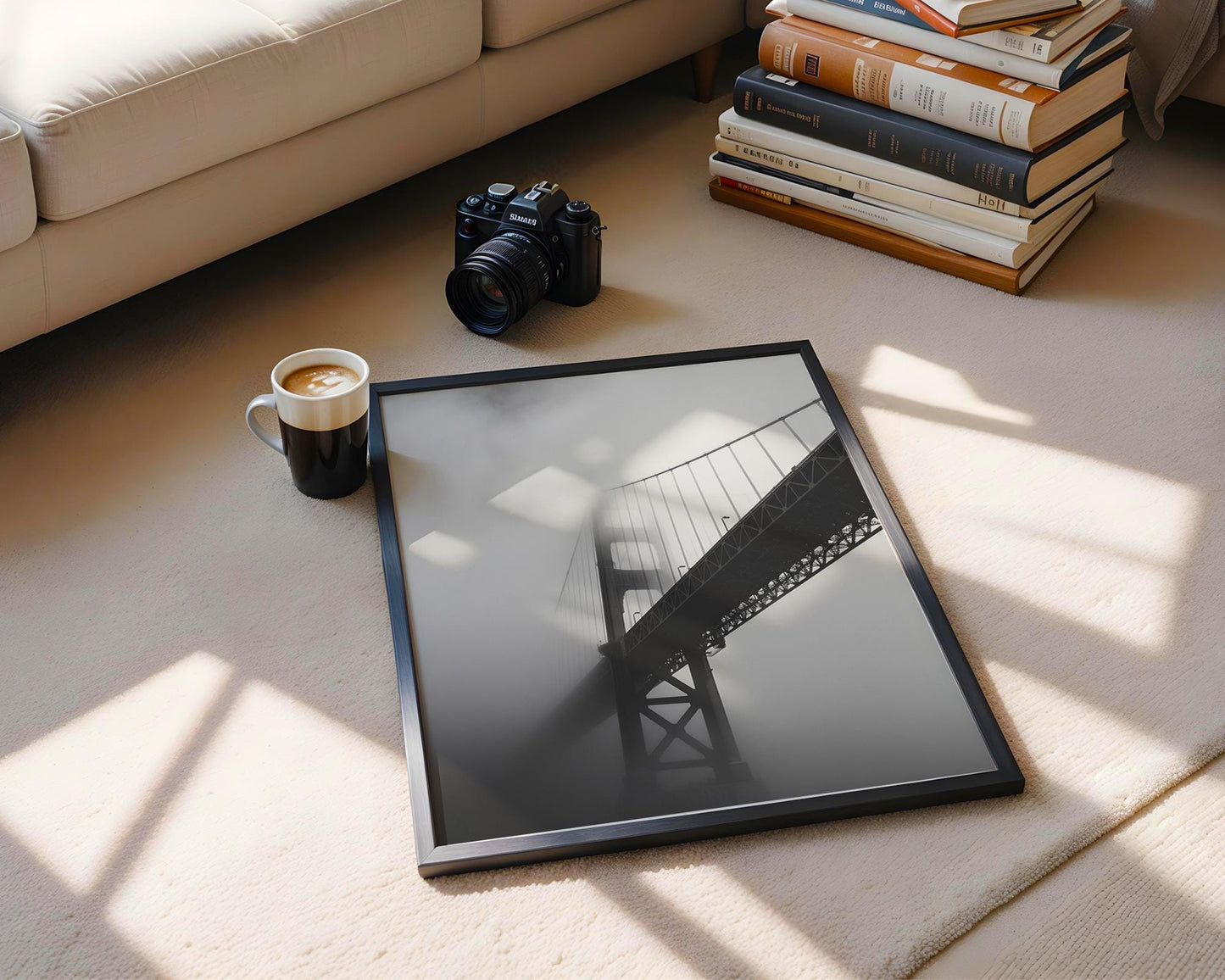 World Landmark | Golden Gate Bridge Photography Print | Moody Black and White Wall Art wall art print, minimalist black and white poster, modern Scandinavian wall decor, Monohaus
