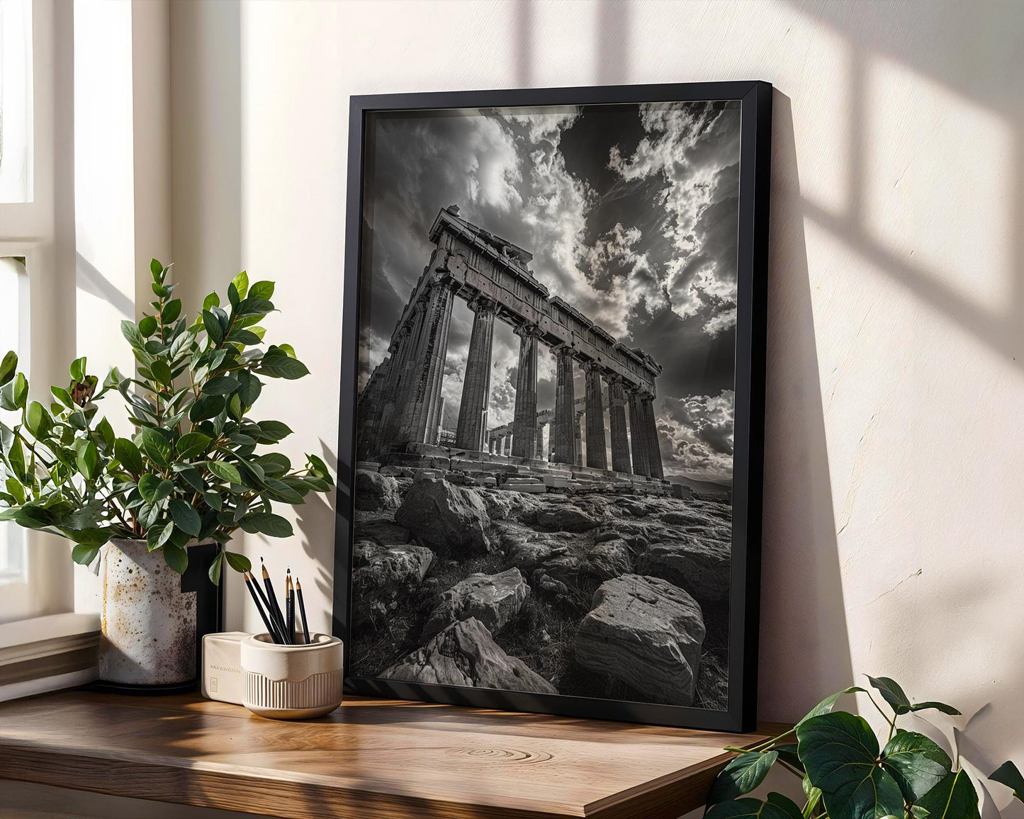 World Landmark | Parthenon Print | Dramatic Black & White Greek Architecture Wall Art wall art print, black and white architectural poster, minimalist modern Scandinavian wall decor, Monohaus