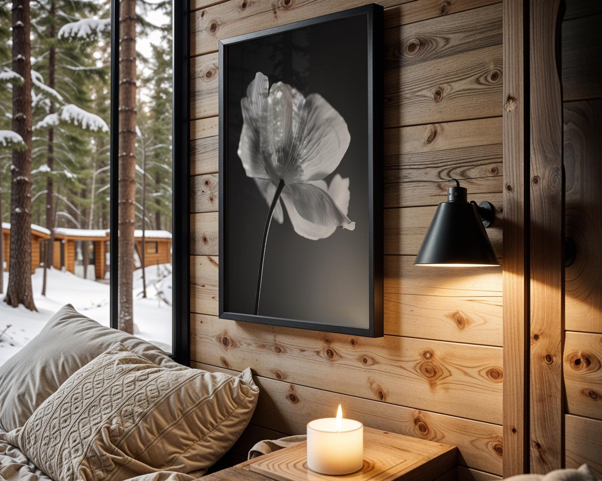 Black and White Floral Print | Modern Minimalist Wall Art wall art print, minimalist black and white poster, modern Scandinavian wall decor, Monohaus