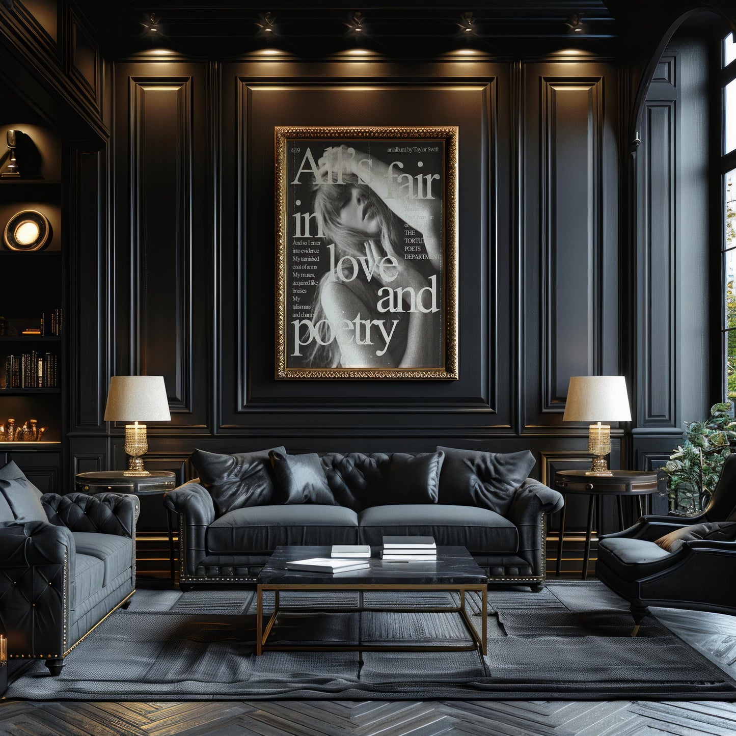 Designer Wall Art | Love And Poetry Print | Minimalist Black & White Typography typography wall art print, minimalist black and white type poster, modern graphic design decor, Monohaus