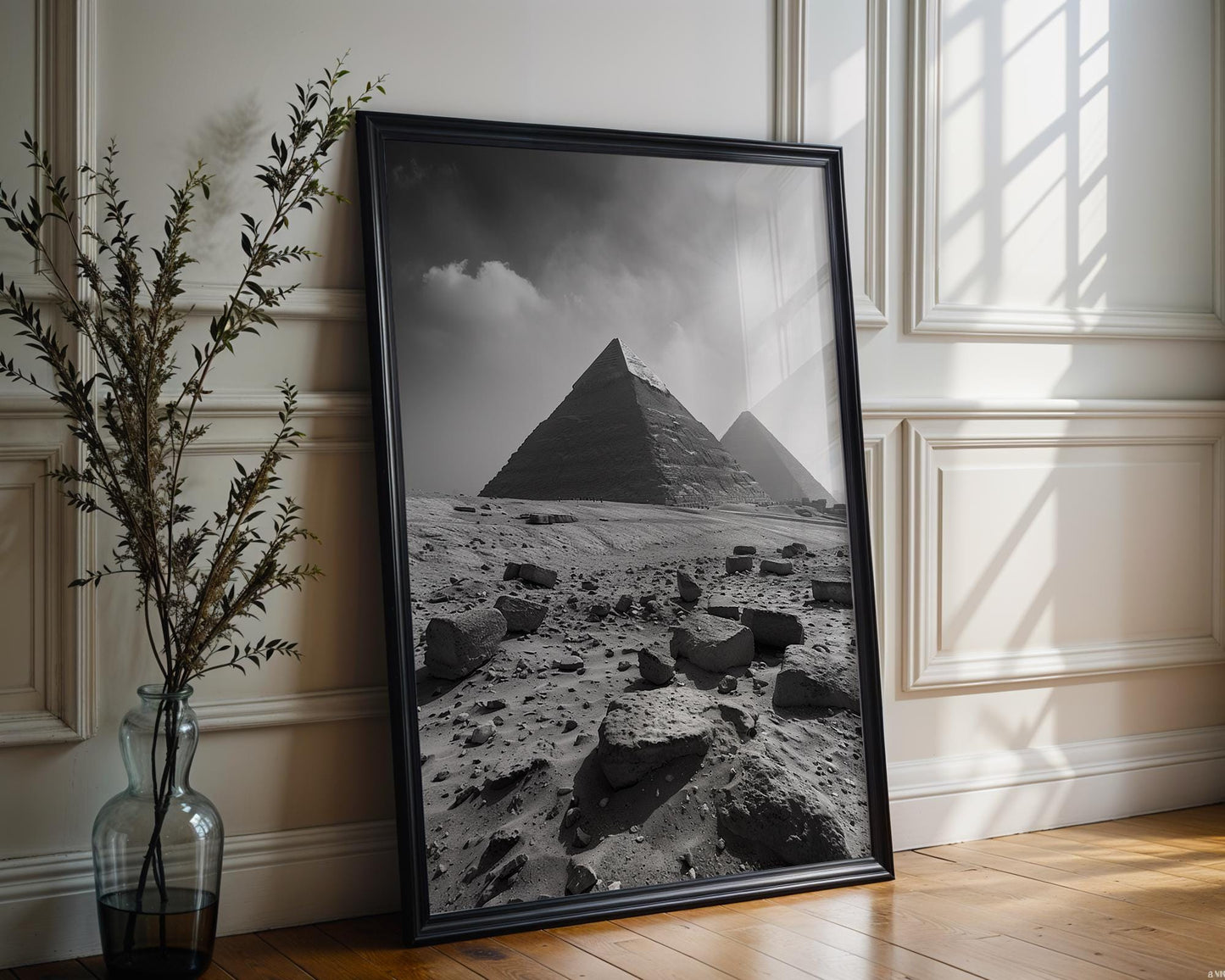 World Landmark | Giza Pyramids Photography Print | Minimalist Black and White Wall Art wall art print, minimalist black and white poster, modern Scandinavian wall decor, Monohaus