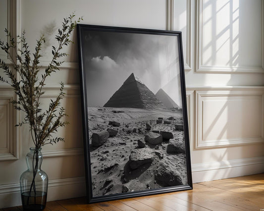 World Landmark | Giza Pyramids Photography Print | Minimalist Black and White Wall Art wall art print, minimalist black and white poster, modern Scandinavian wall decor, Monohaus