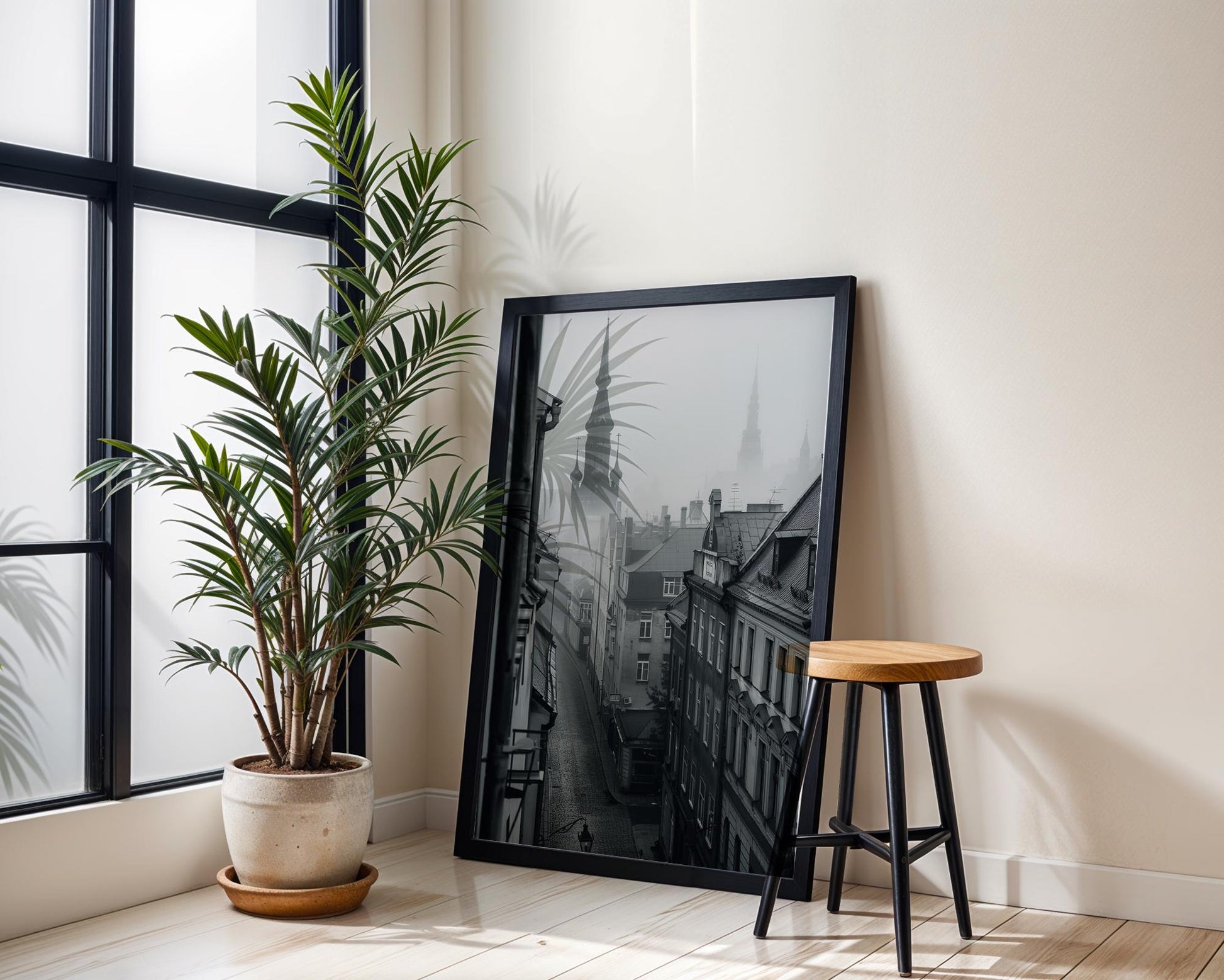 World Landmark | Tallinn Old Town Photography Print | Moody Estonia Wall Art wall art print, minimalist black and white poster, modern Scandinavian wall decor, Monohaus